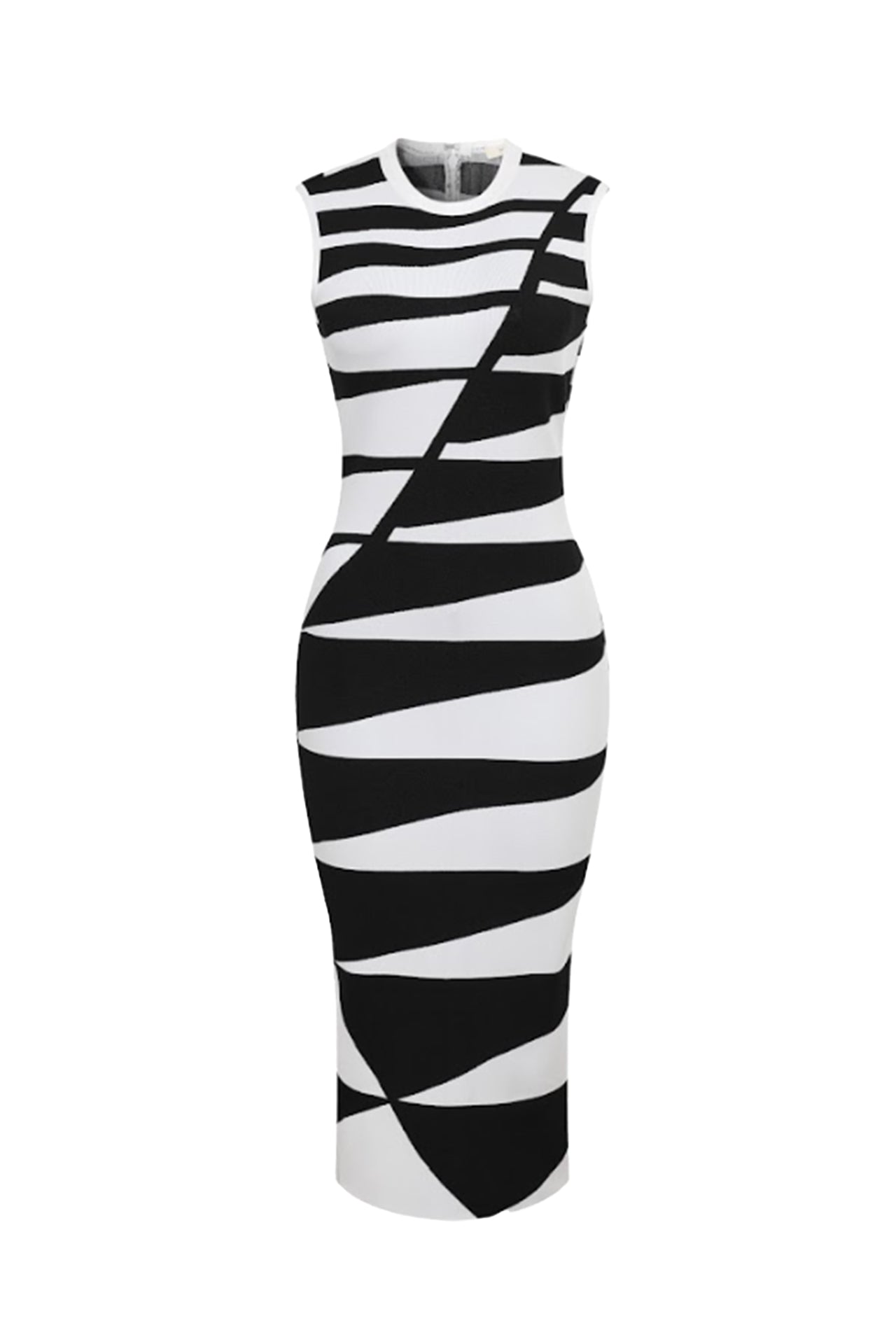 Illusion Rayure Bandage Sleeveless Dress