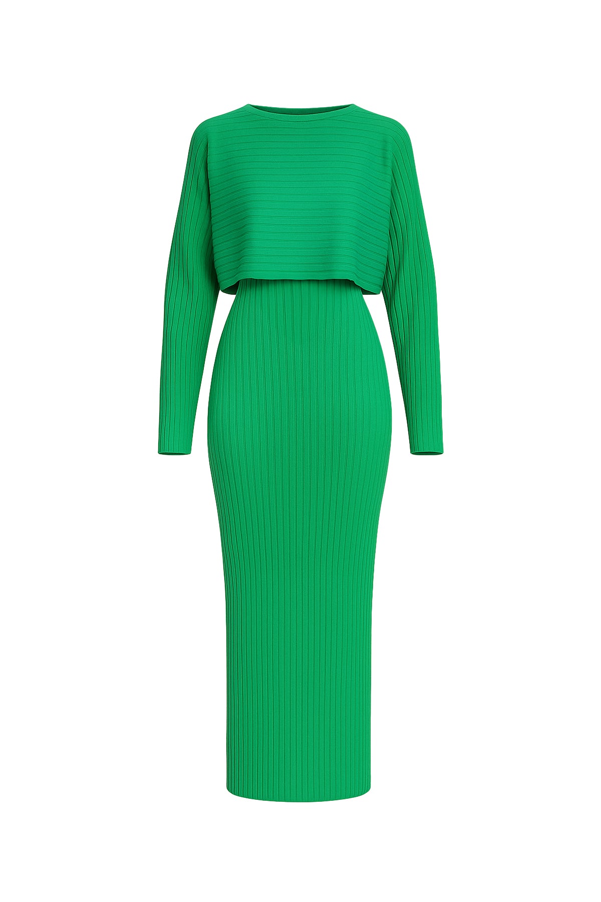 Knit Rib Doman Top and Midi Skirt Set
