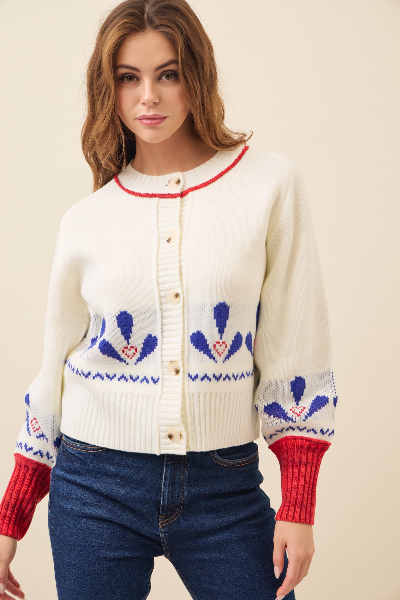 Miley Print Oversized Cropped Cardigan