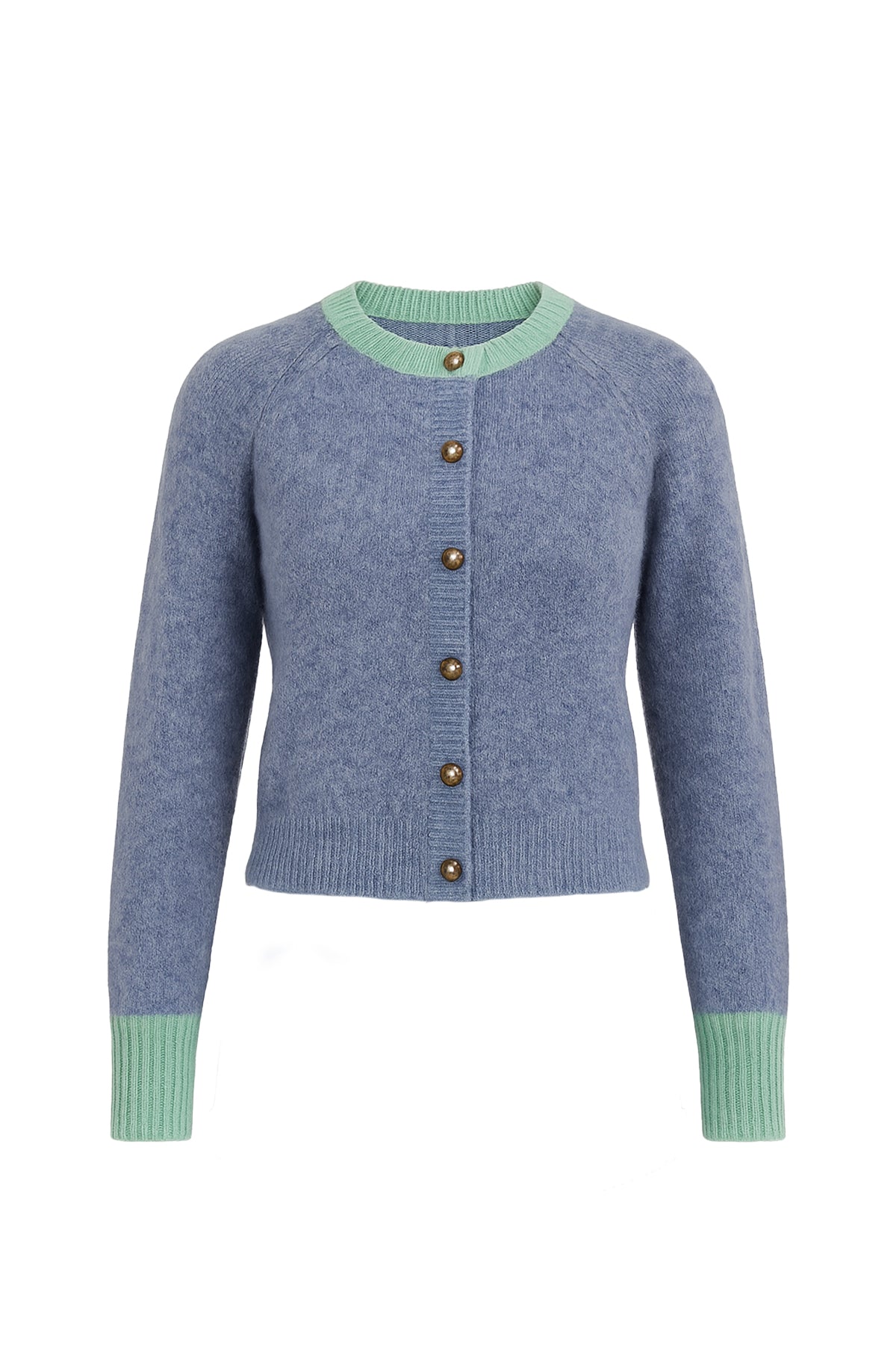 Allie Textured Knit Raglan Sleeve Cardigan with Contrast