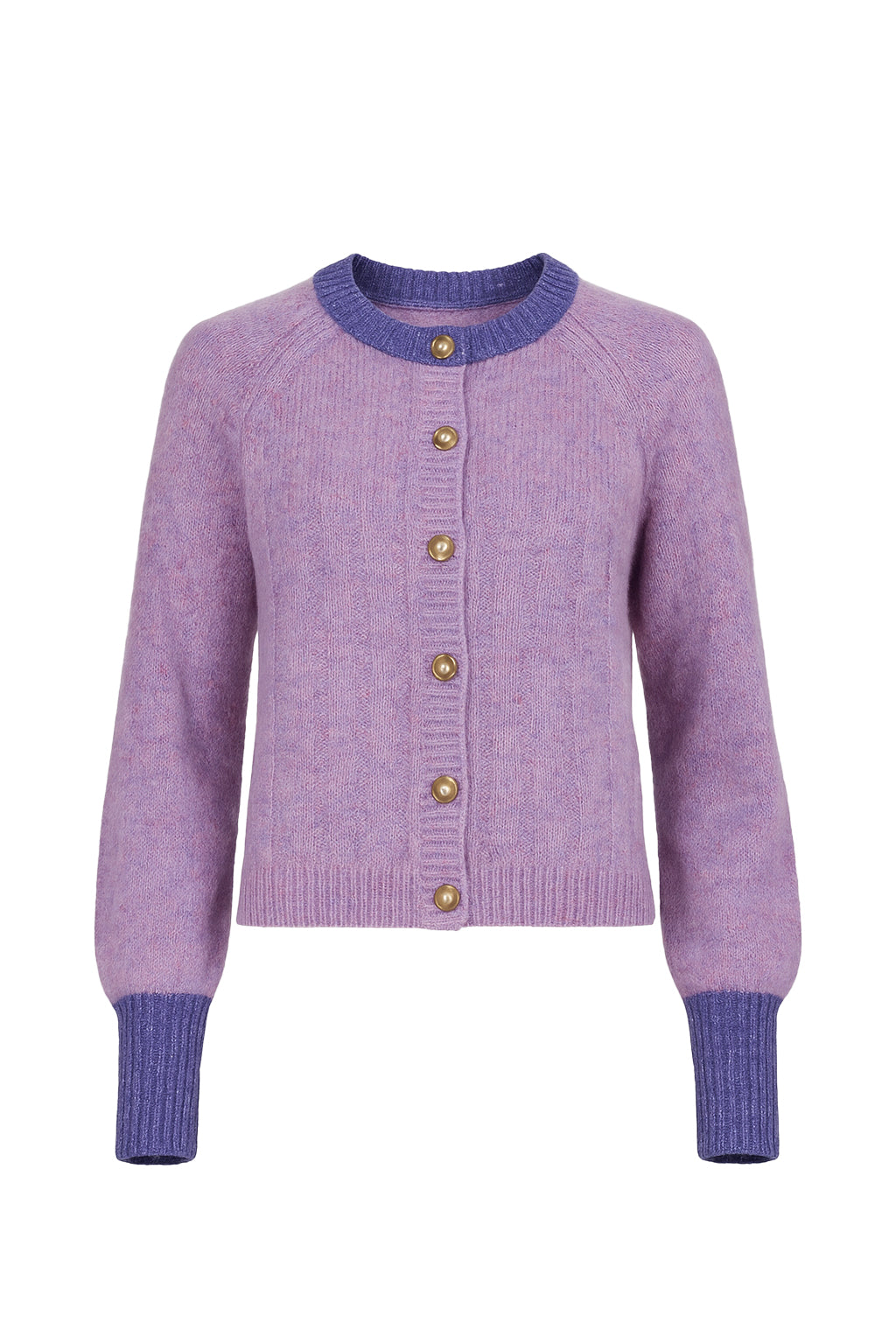 Allie Textured Knit Raglan Sleeve Cardigan with Contrast