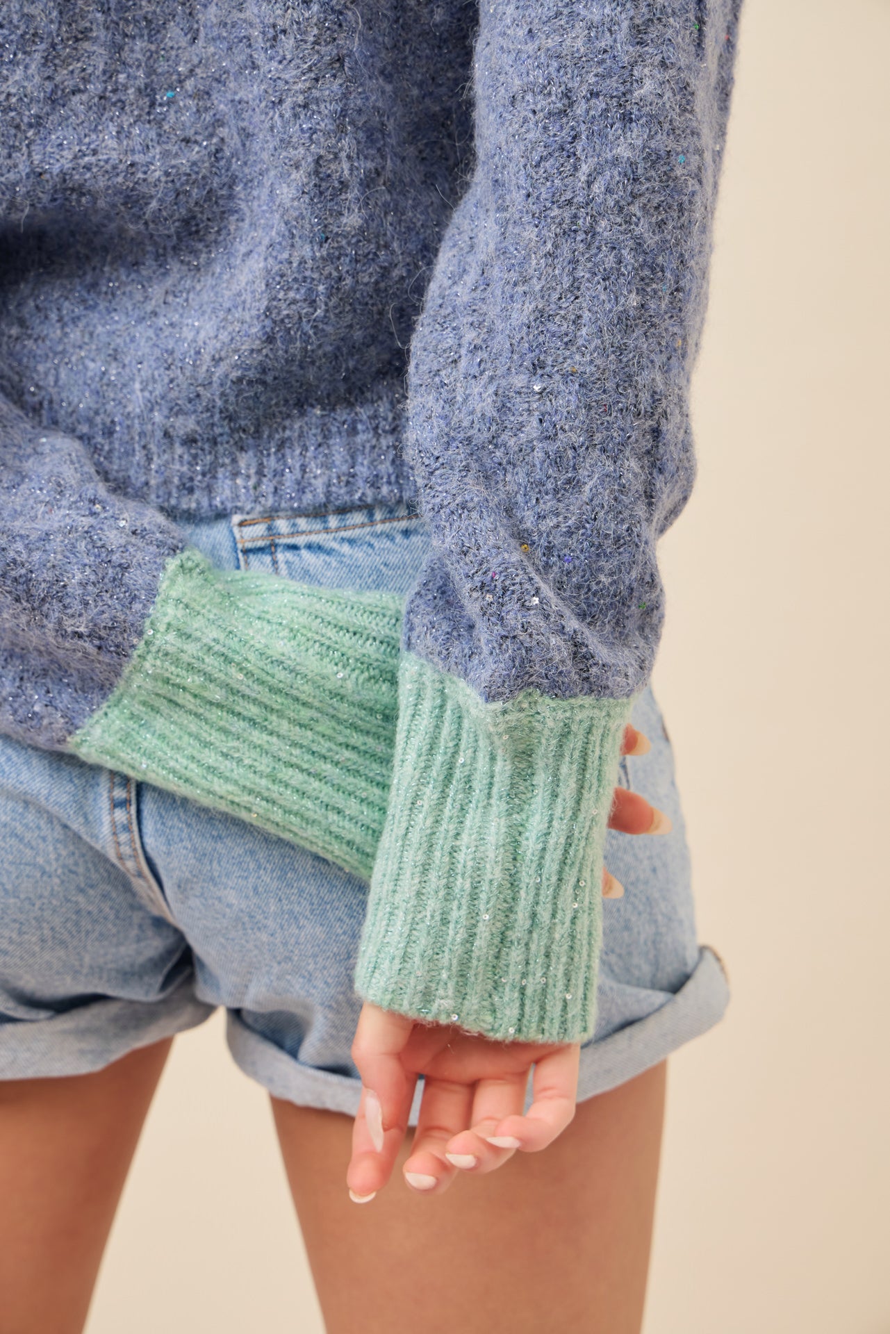 Allie Textured Knit Raglan Sleeve Cardigan with Contrast