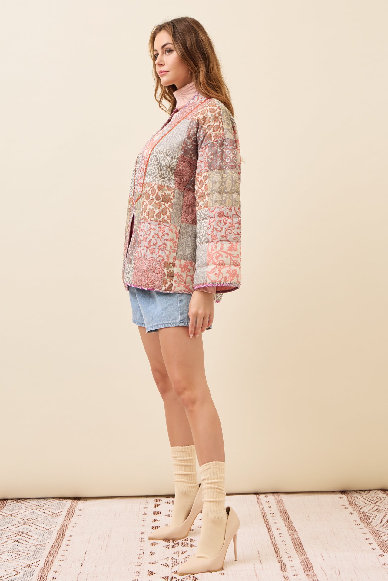 Averie Patchwork Print Quilted Kimono Jacket