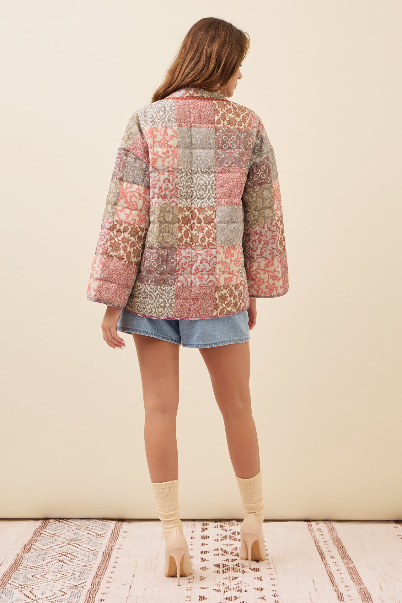 Averie Patchwork Print Quilted Kimono Jacket