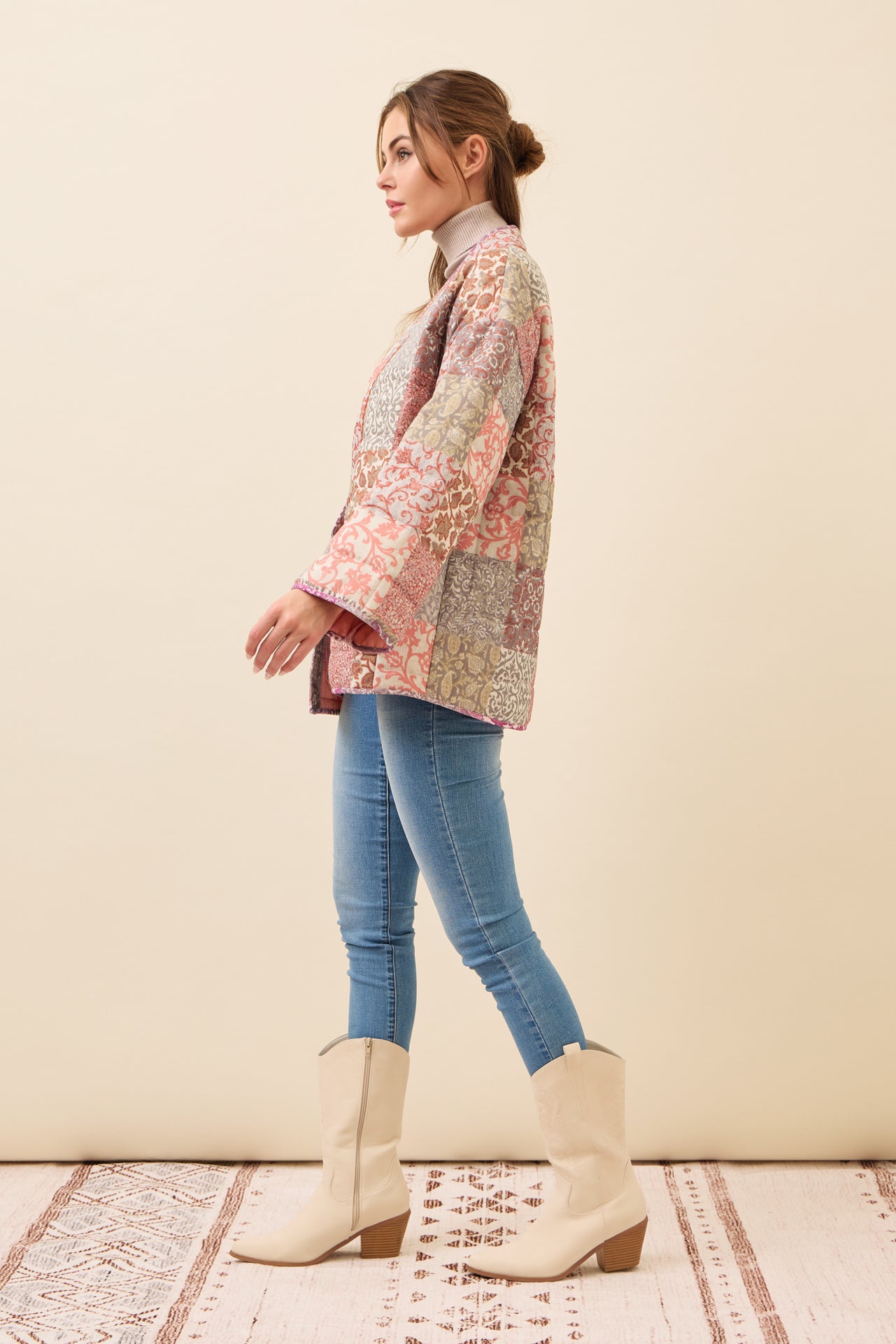 Averie Patchwork Print Quilted Kimono Jacket