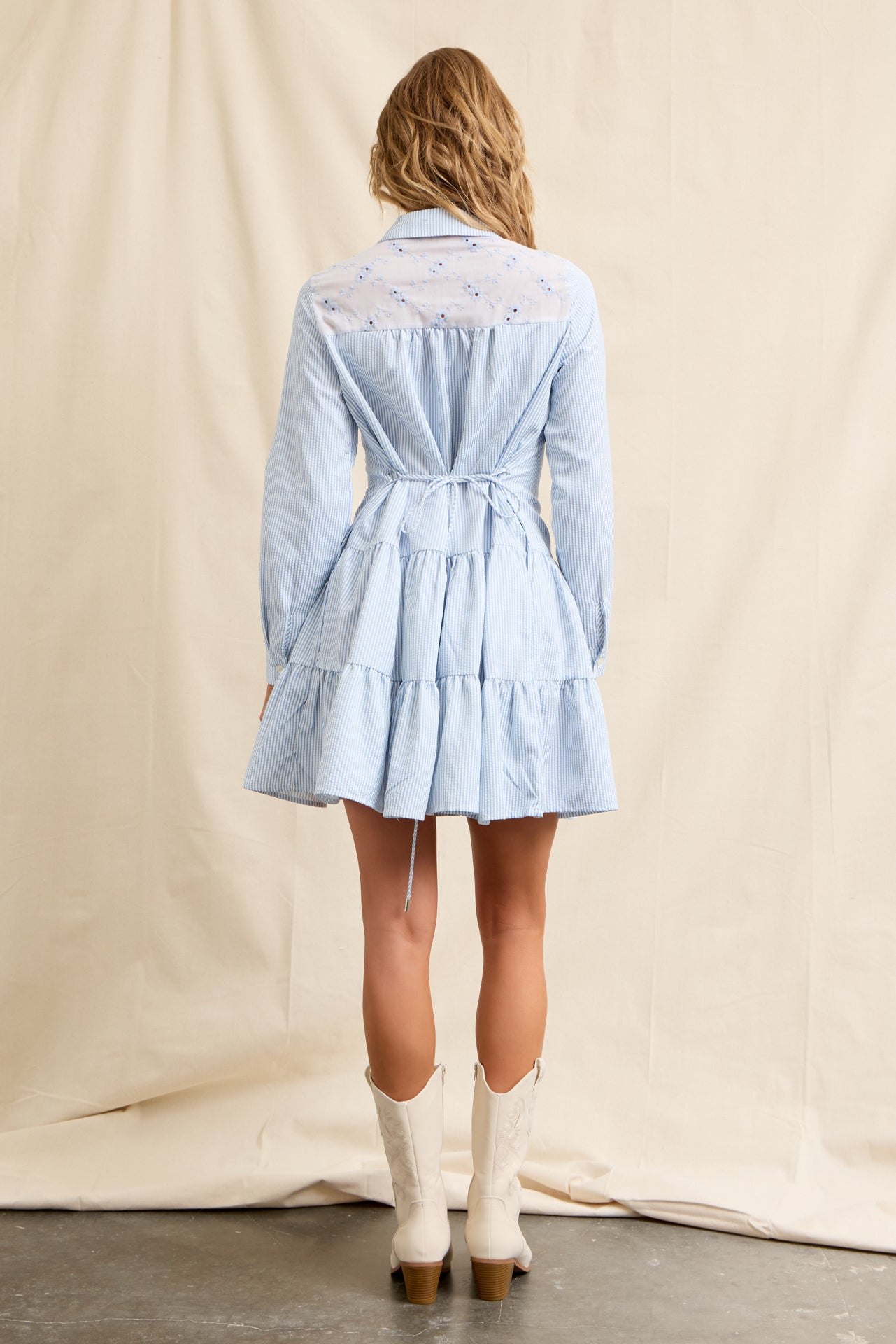 Stripes & Layers Button Up Tiered Dress