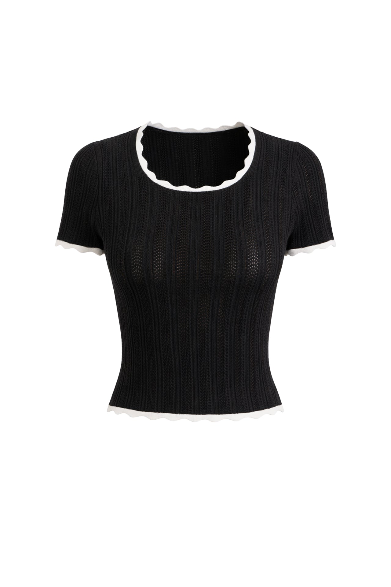 Pointelle Charm Short Sleeve Top