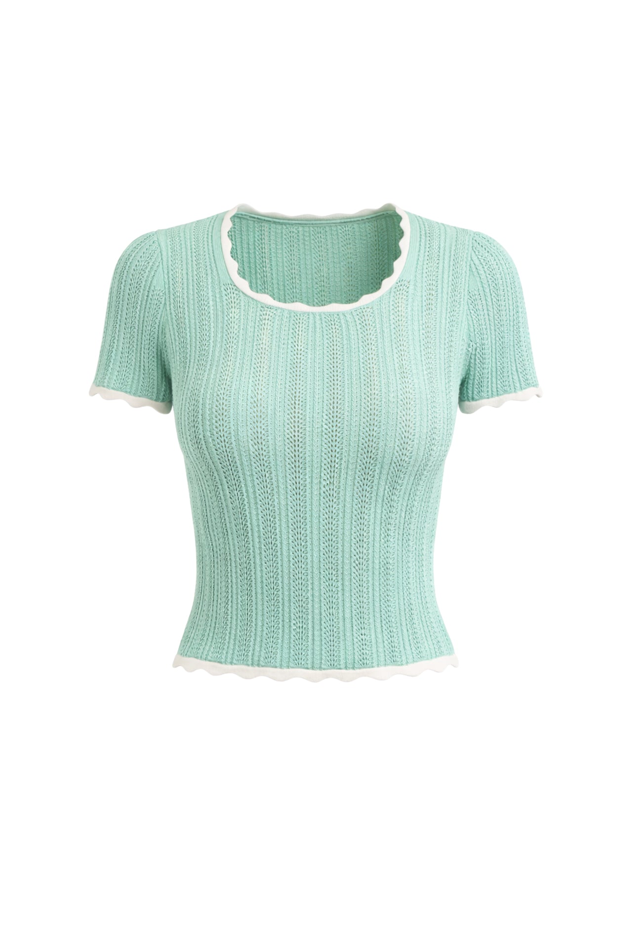 Pointelle Charm Short Sleeve Top
