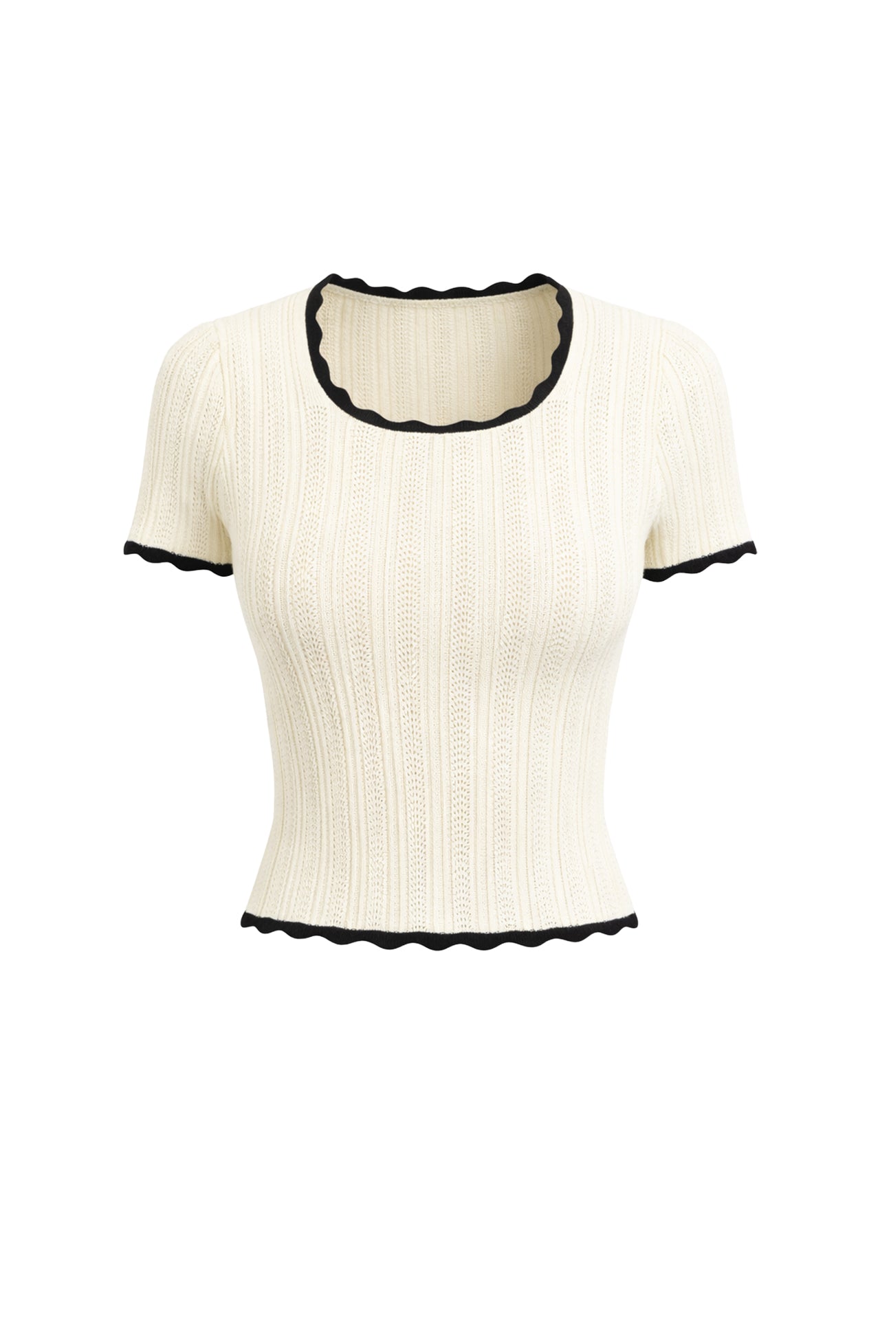 Pointelle Charm Short Sleeve Top
