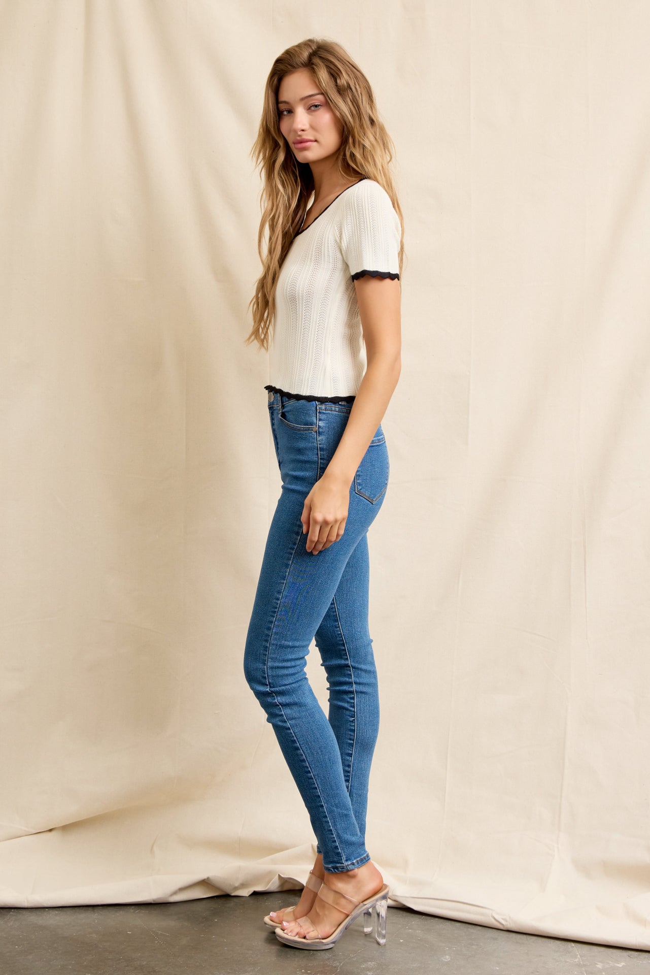 Pointelle Charm Short Sleeve Top