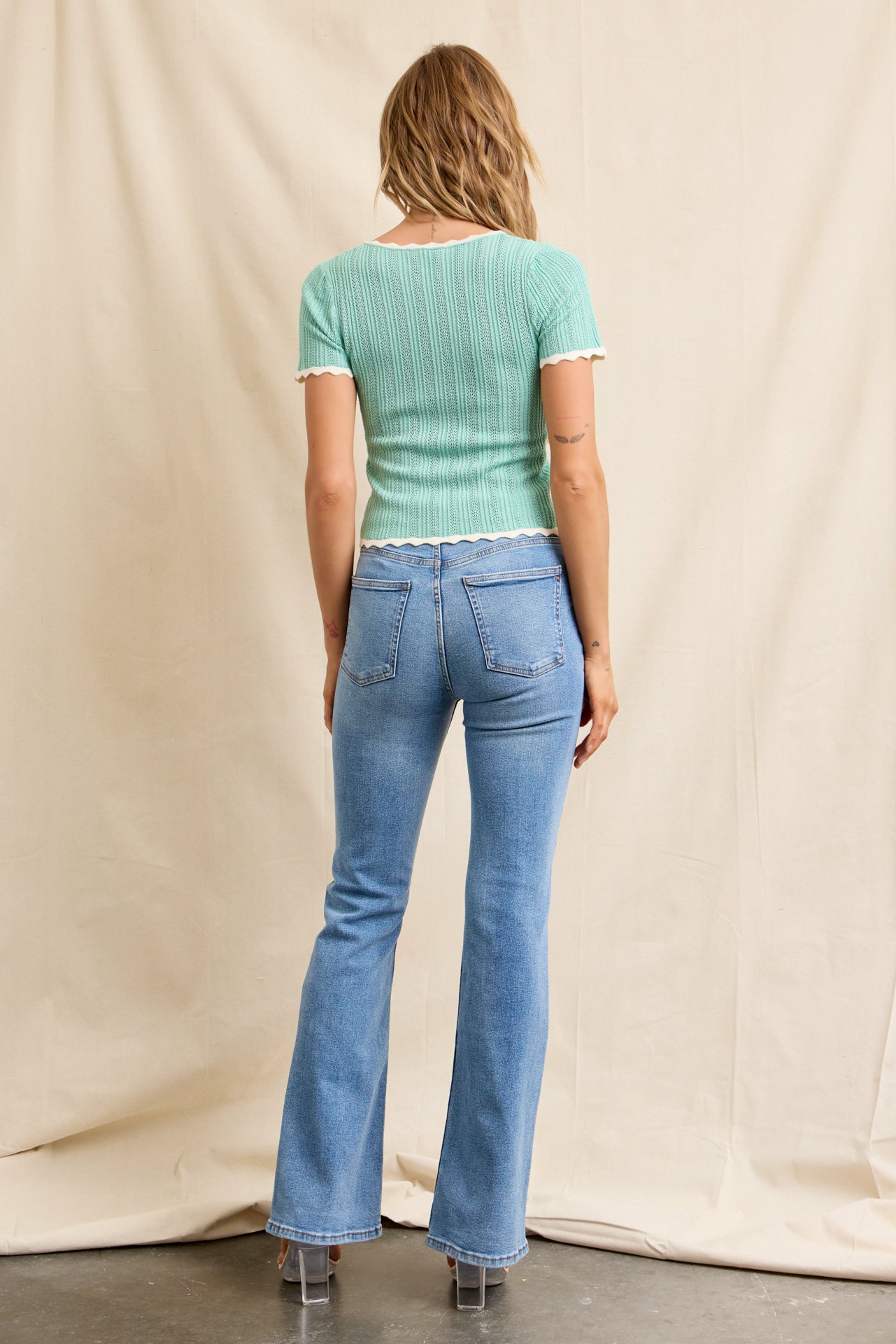 Pointelle Charm Short Sleeve Top