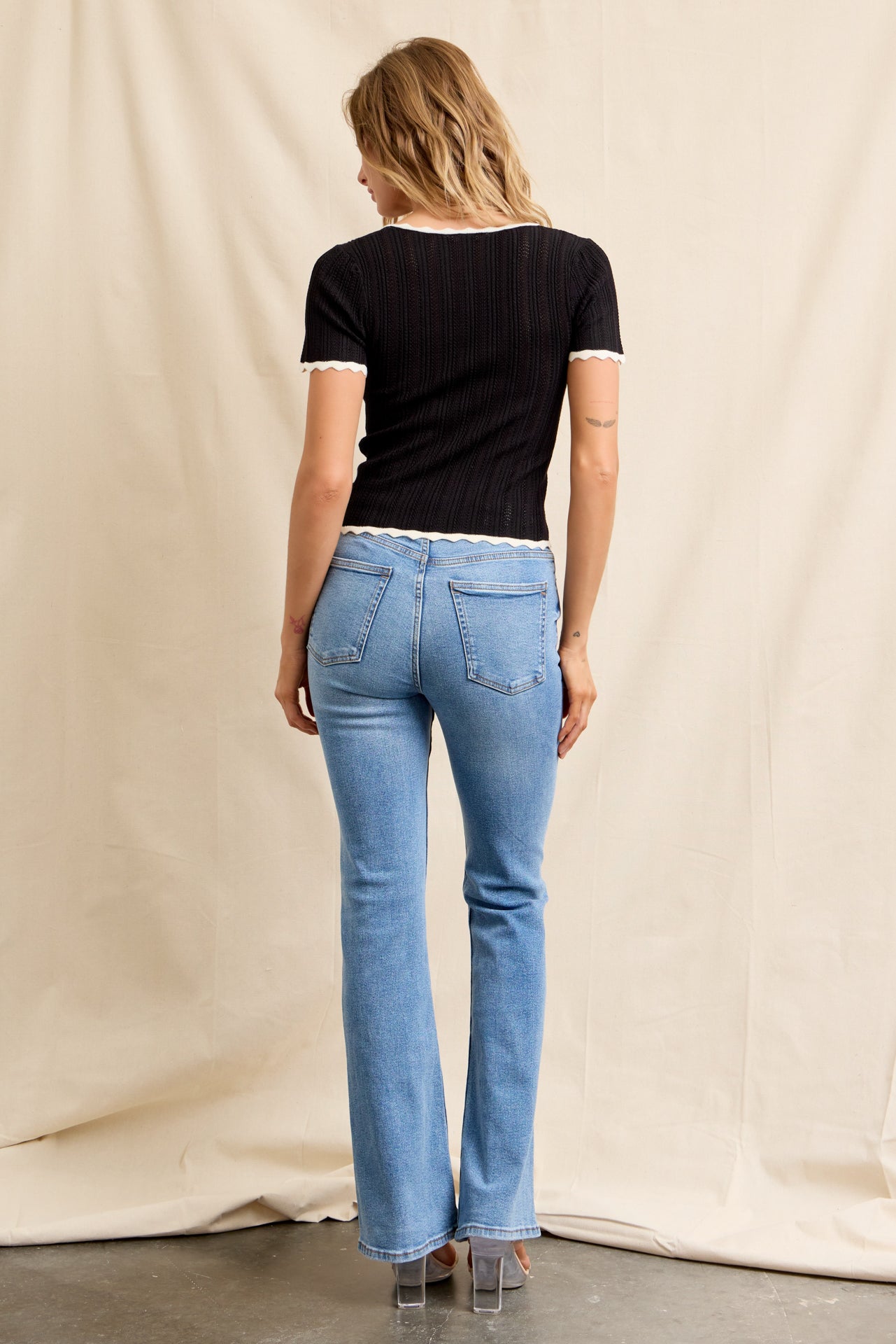 Pointelle Charm Short Sleeve Top