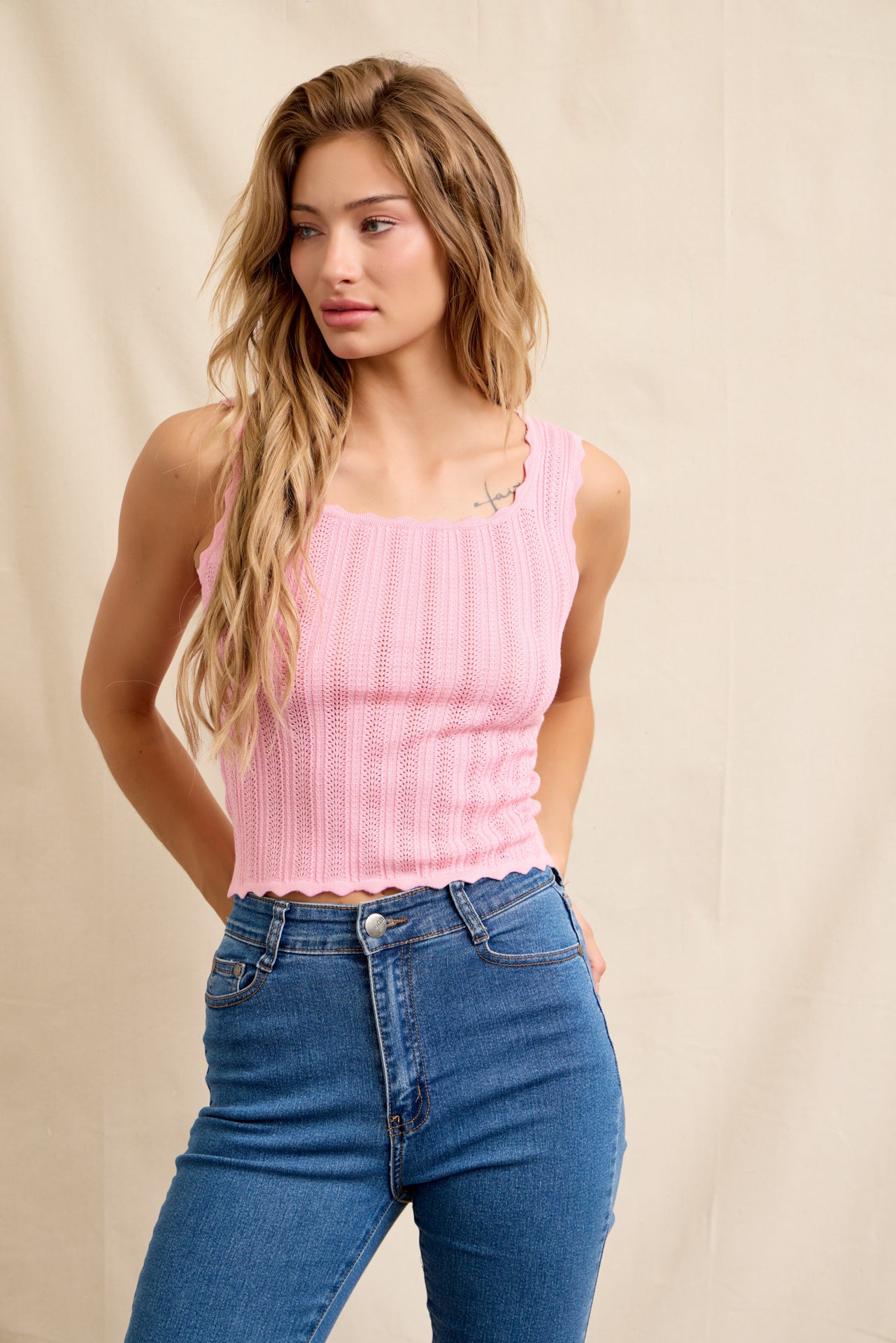 Rosalie Pointelle Sleeveless Top