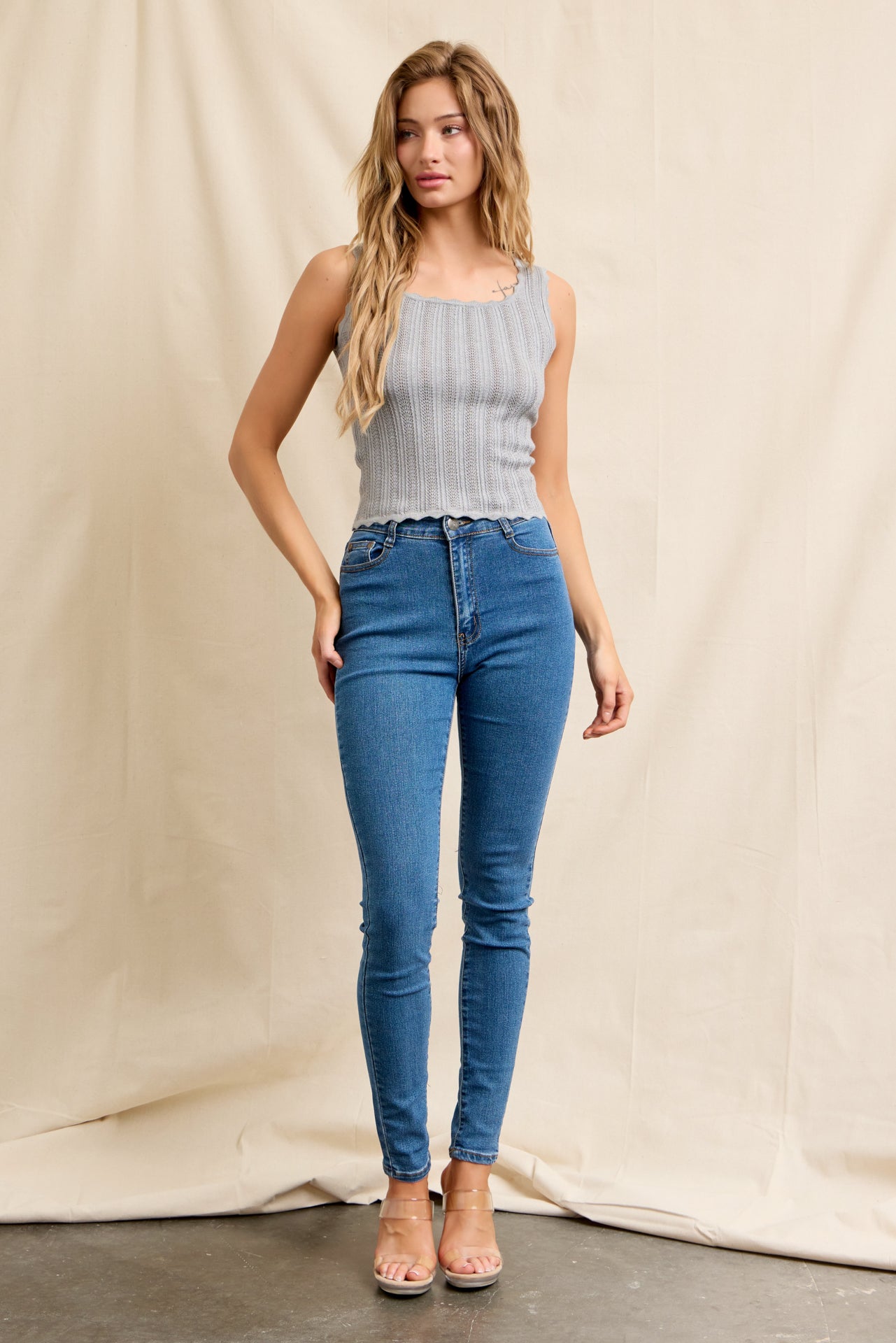 Rosalie Pointelle Sleeveless Top