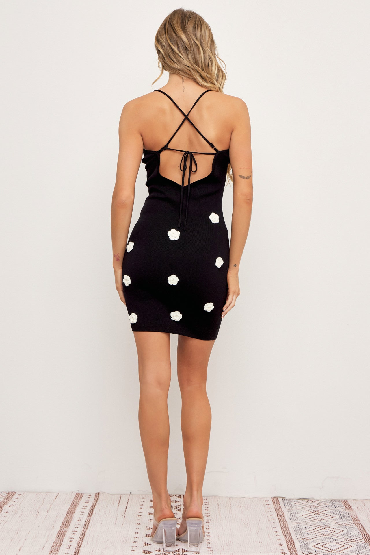 Rachel Sweater Mini Dress With Flower Patch