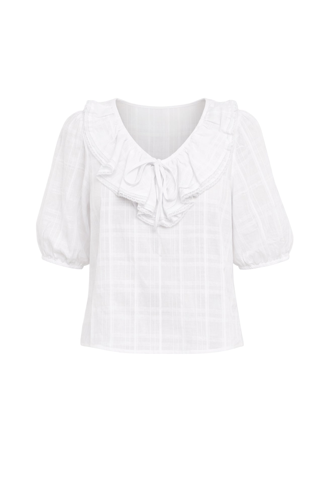 Mia Double Ruffled Collars Short Sleeve Top