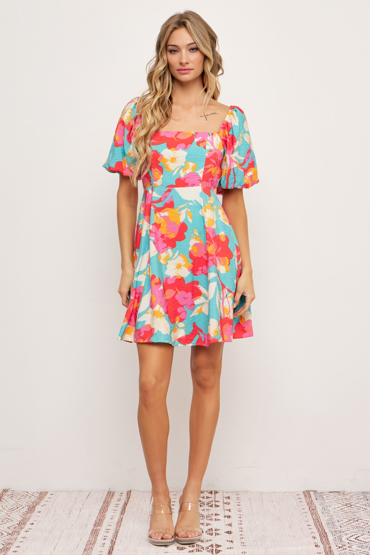 Claire Printed Puff Sleeve Dress