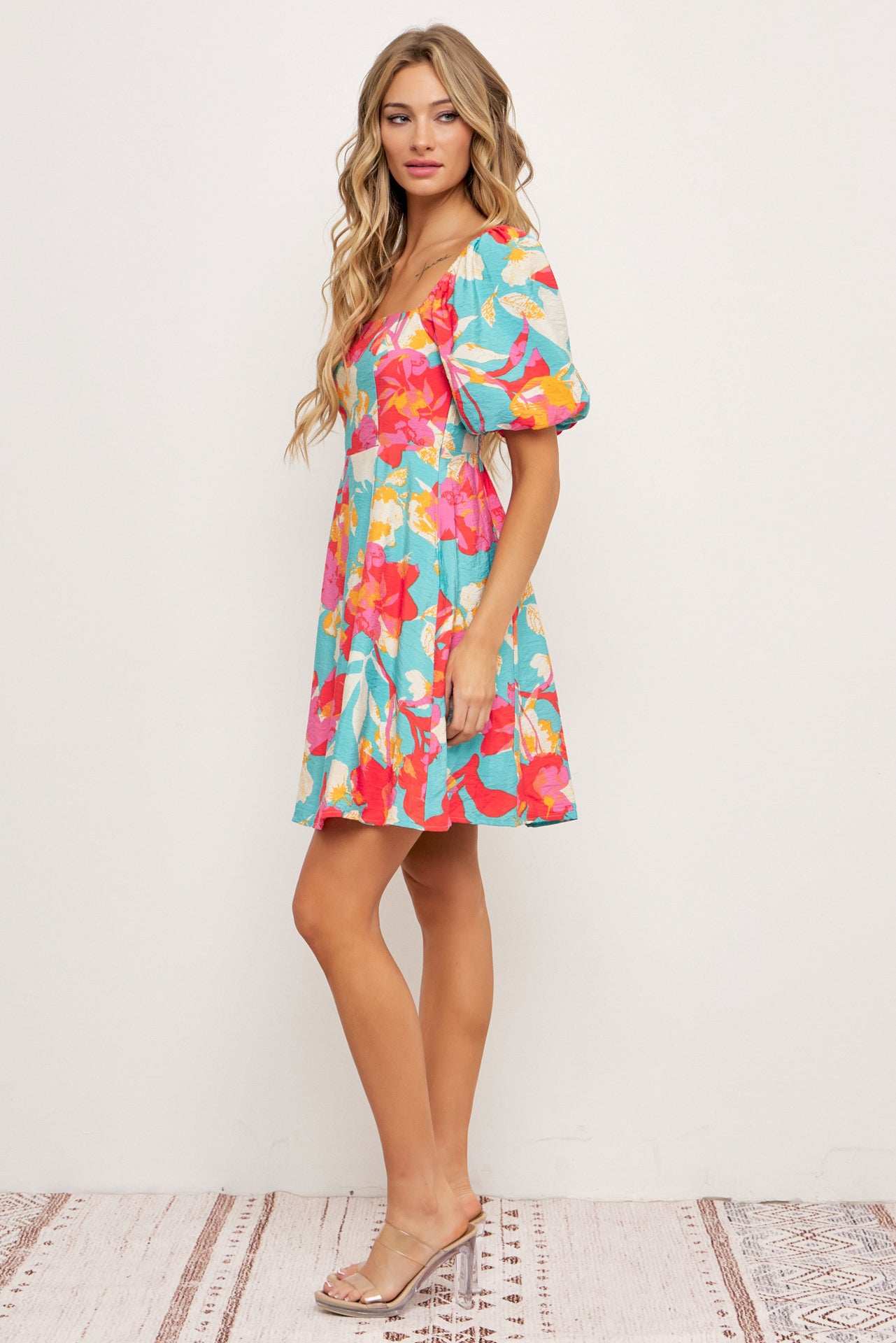 Claire Printed Puff Sleeve Dress