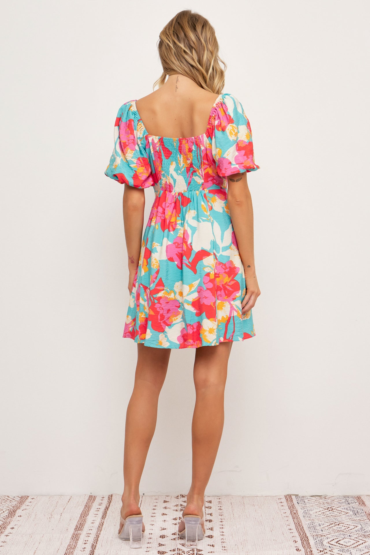 Claire Printed Puff Sleeve Dress