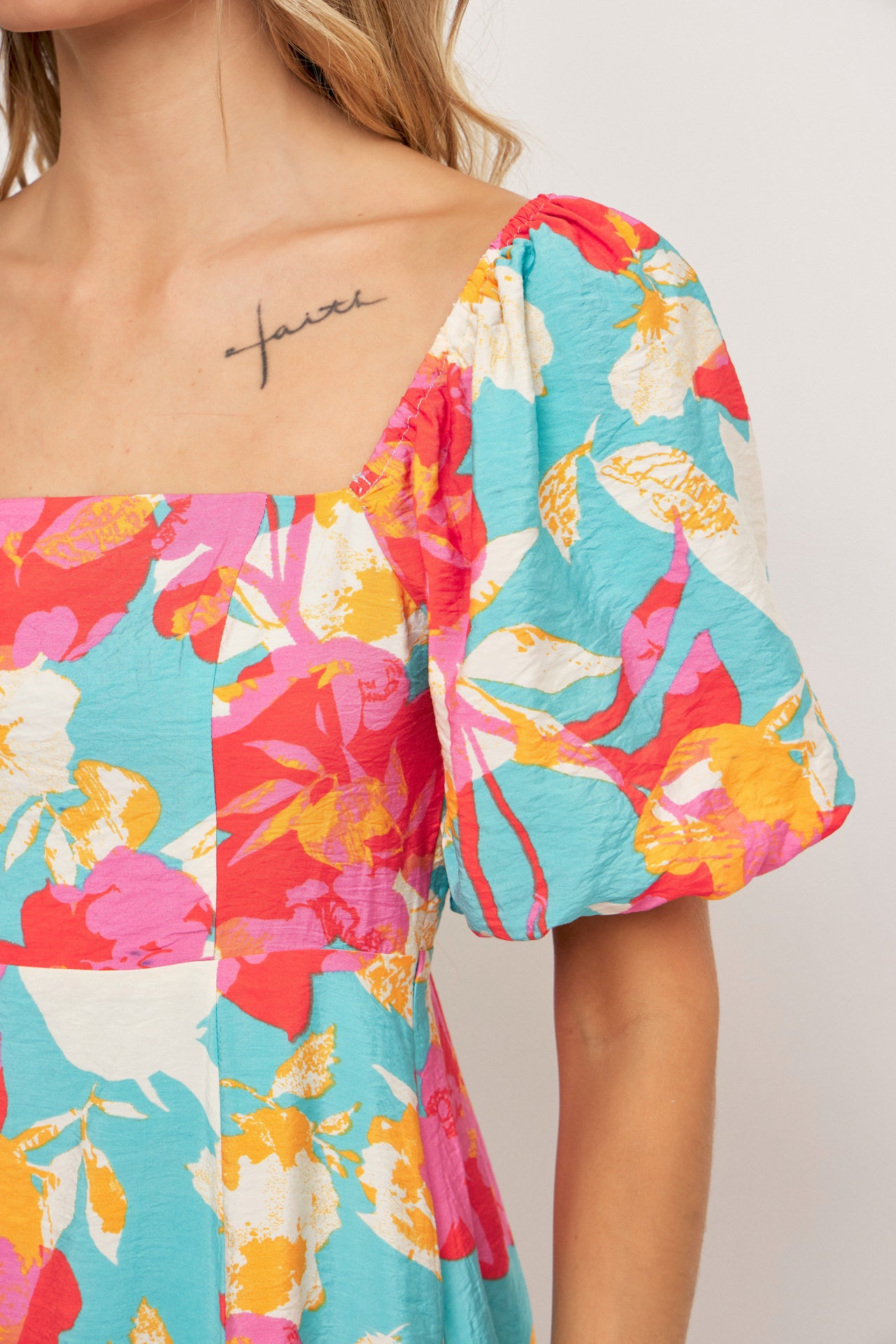Claire Printed Puff Sleeve Dress