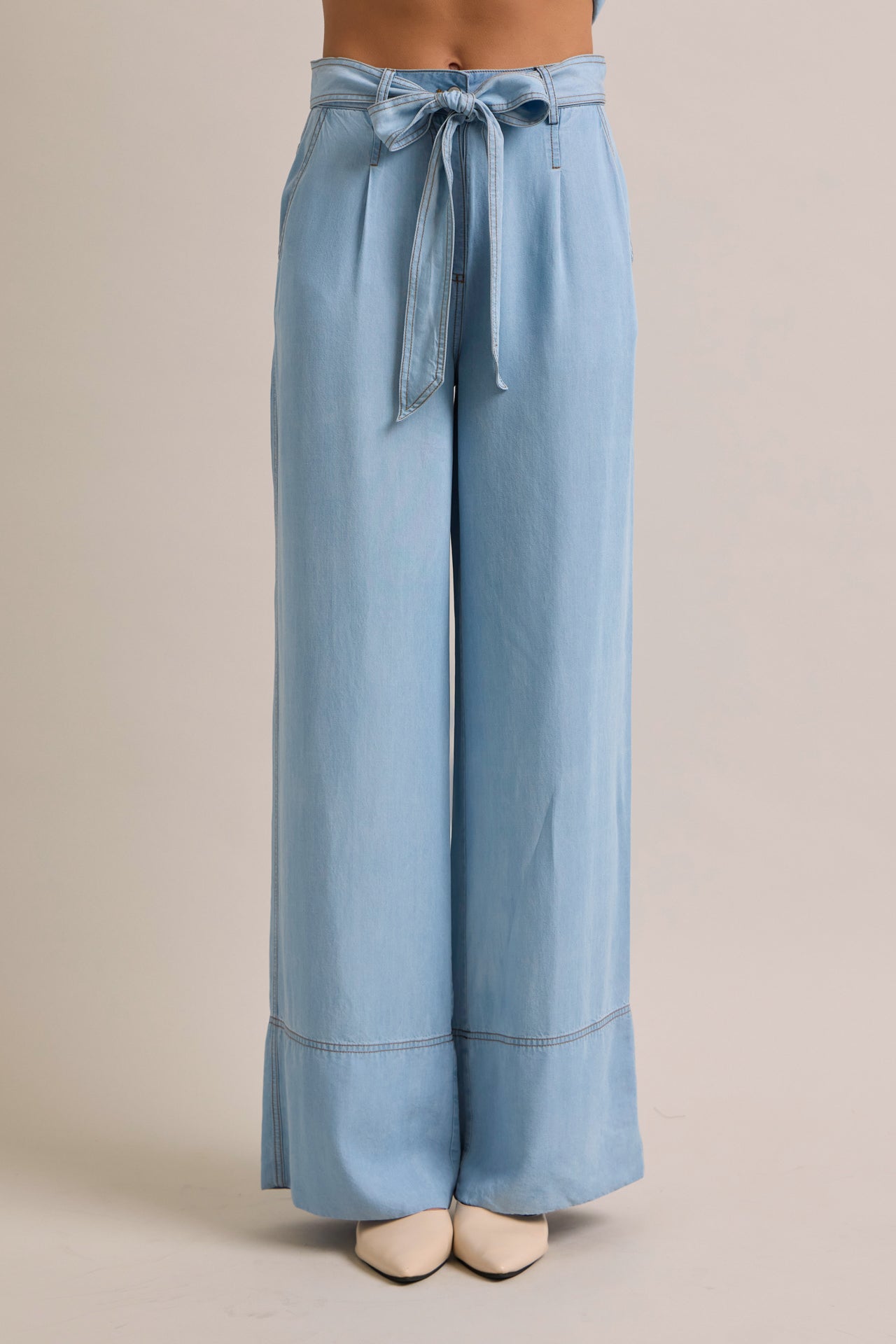 Wide Leg Chambray Pants
