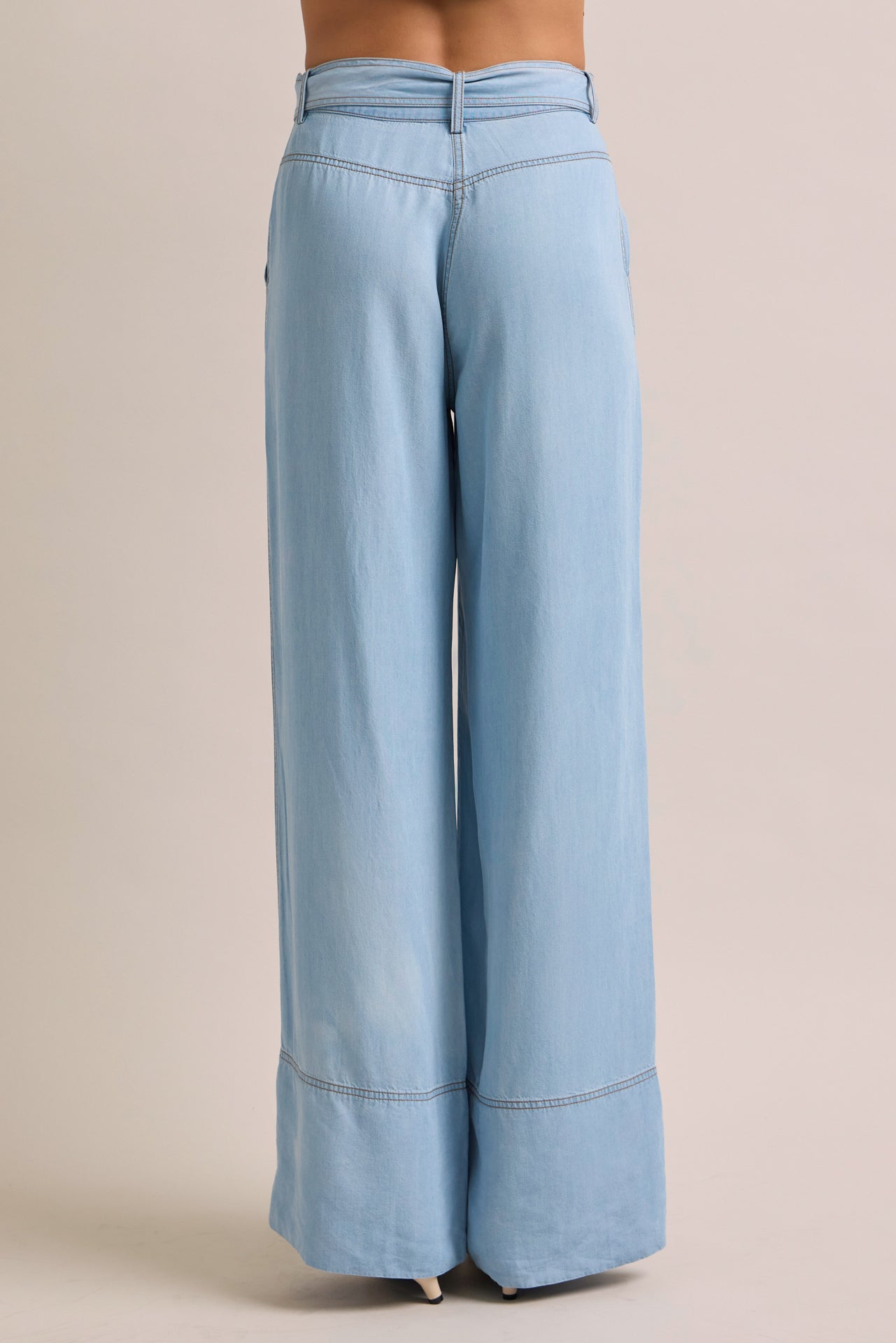 Wide Leg Chambray Pants
