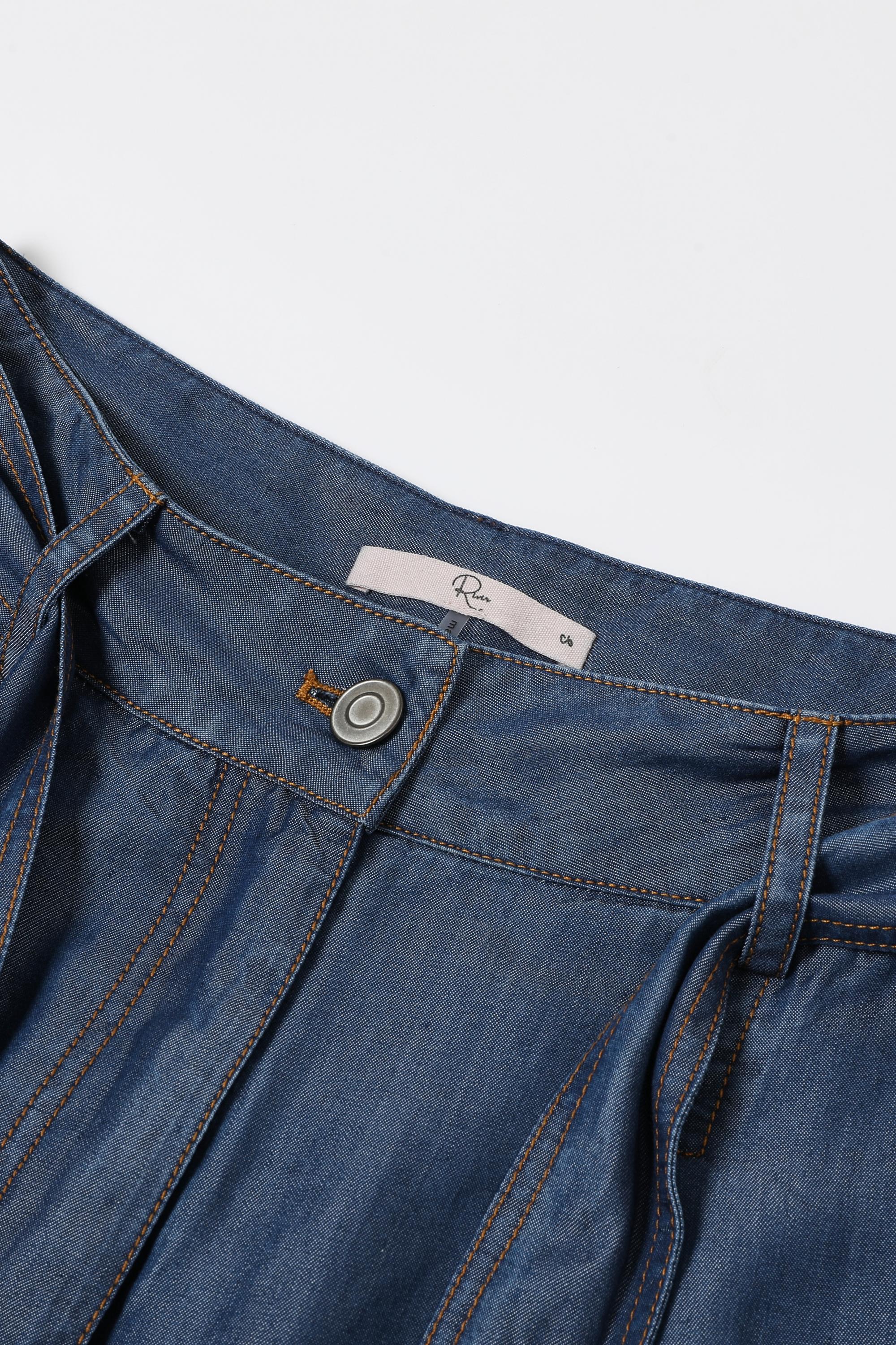 Wide Leg Chambray Pants