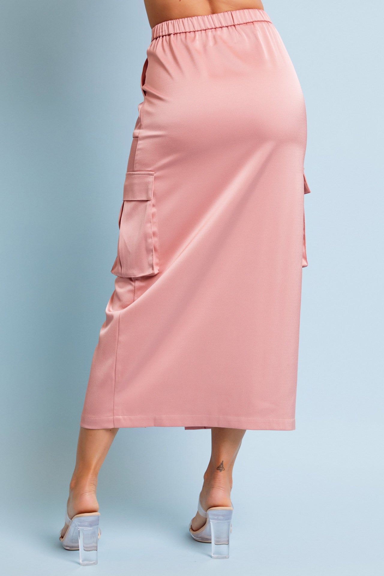 Satin Cargo Skirt