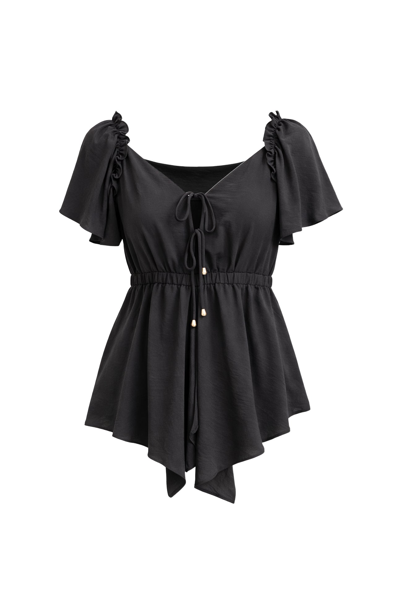Silky Drape Ruffle Top