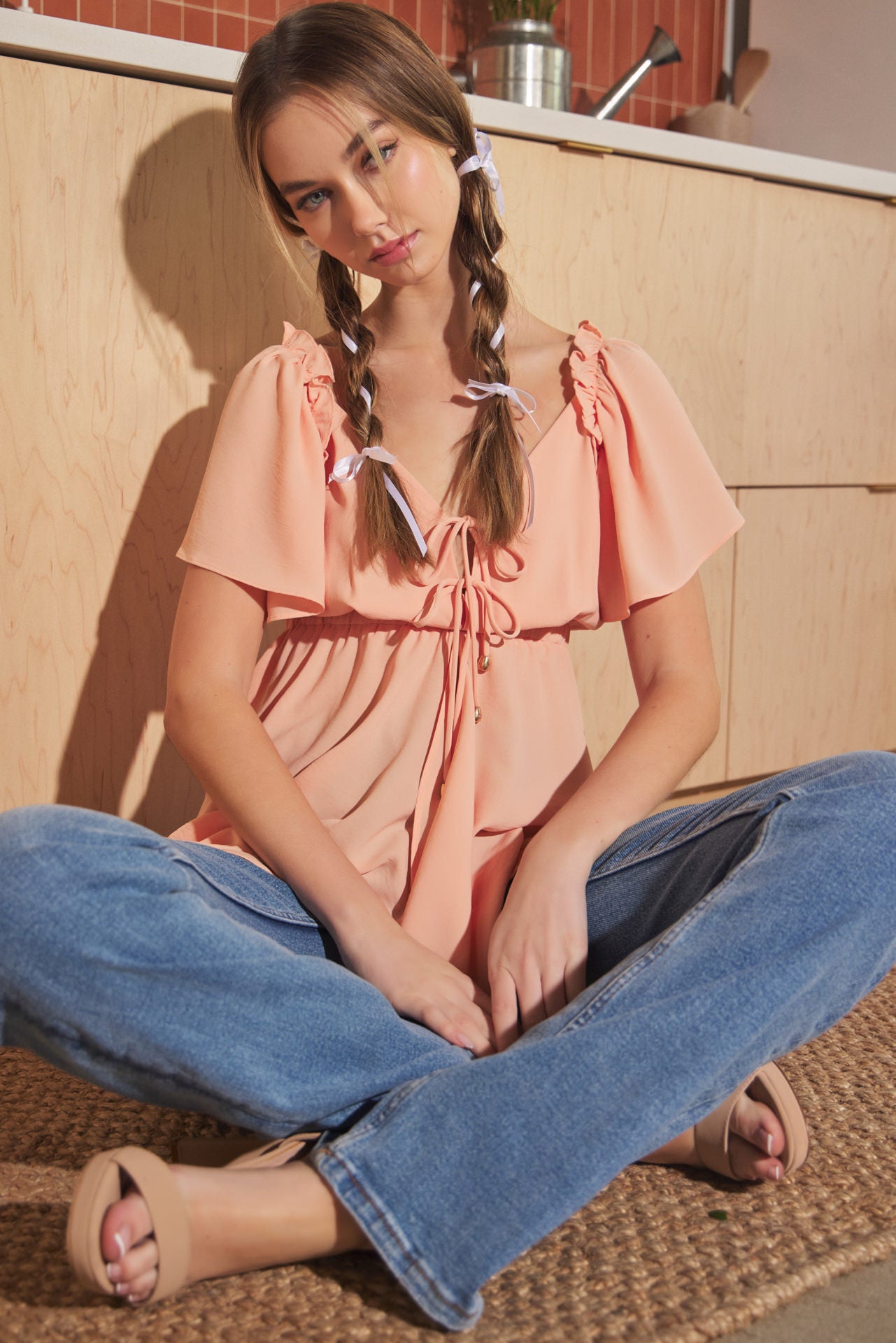 Silky Drape Ruffle Top