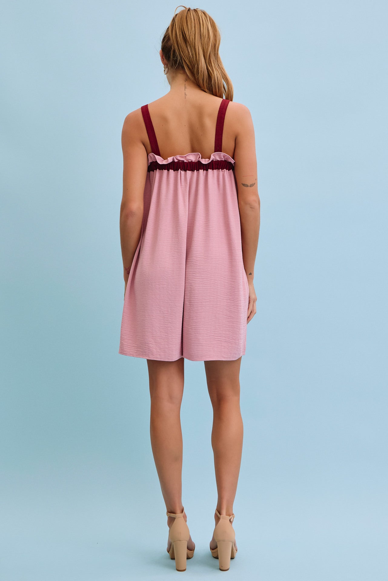 Lyra Woven Front Bow Tie Romper