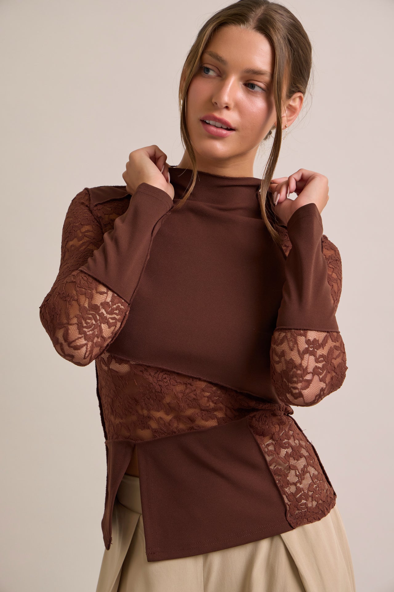 Whispers of Lace Knit Long Sleeve Top