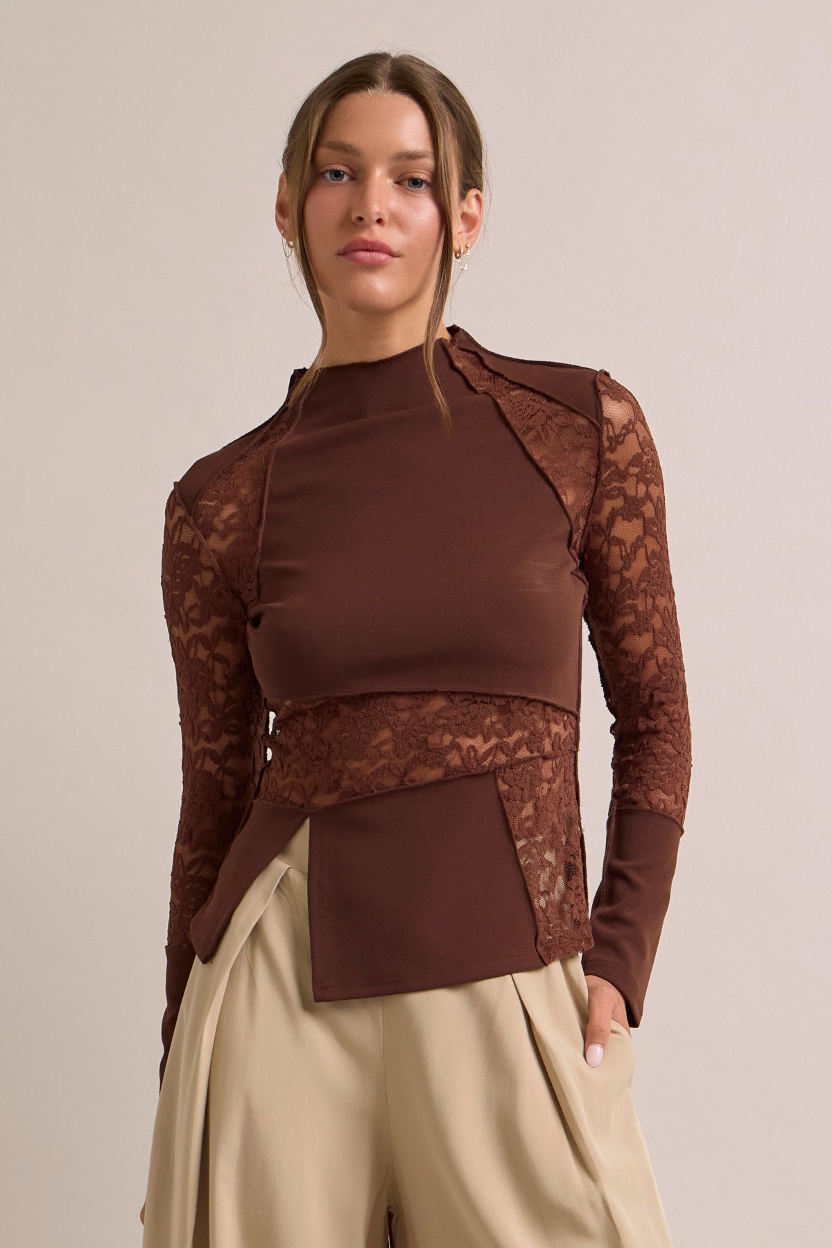 Whispers of Lace Knit Long Sleeve Top