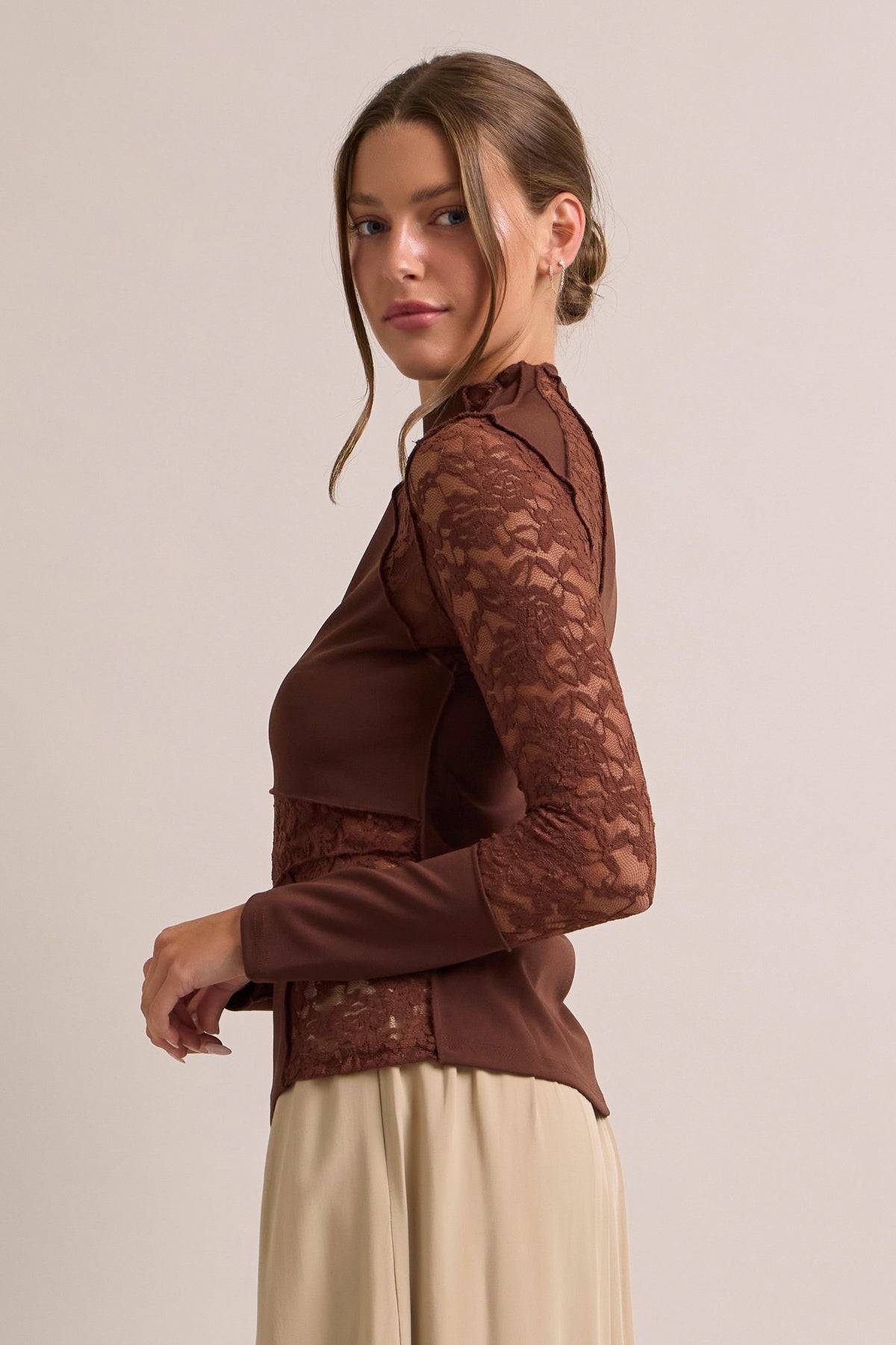Whispers of Lace Knit Long Sleeve Top