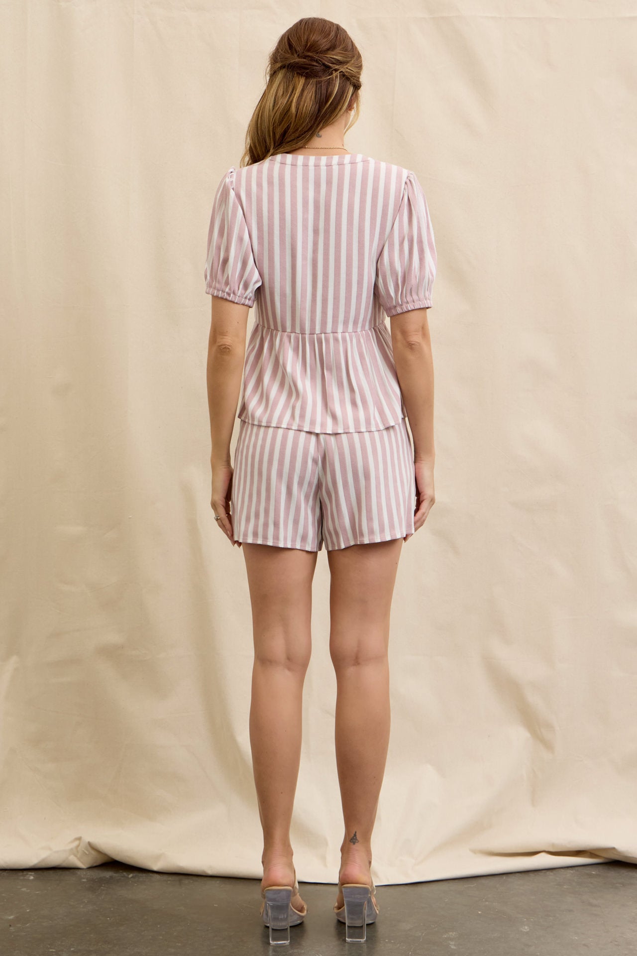 Puff & Stripes Bow Top & Shorts Set