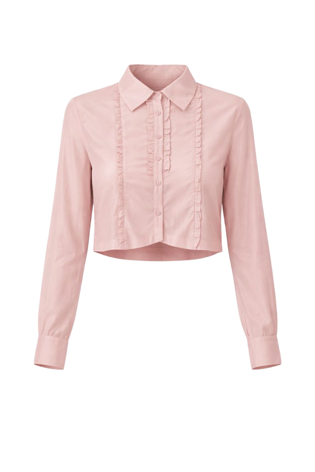 Woven Sheer Tuxedo Shirt With Ruffles