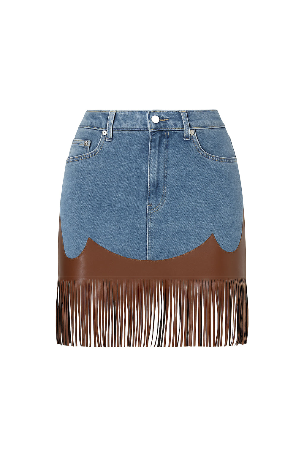 On the List Denim Mini Skirt With Fringe