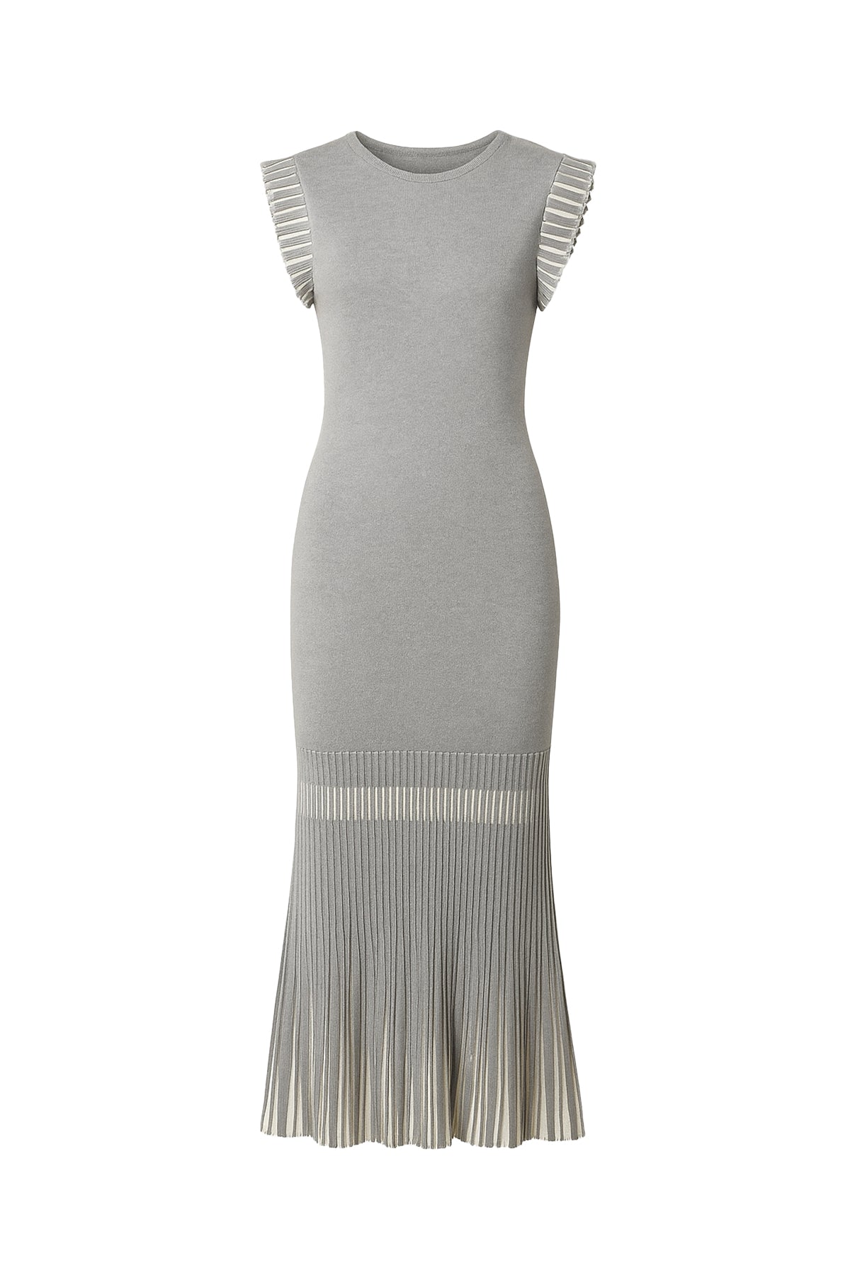 Karena Knit Midi Dress With Contrast Pleated Skirt