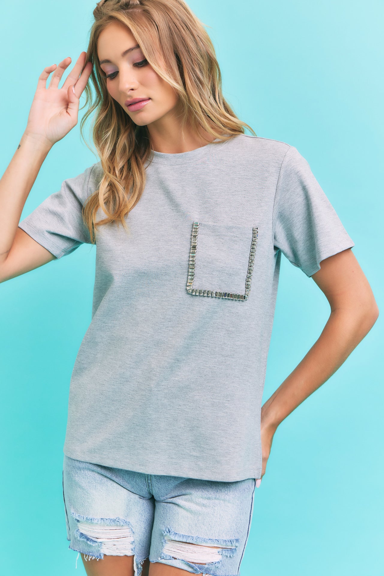 Yvie Knit T-shirt With Embellished Chest Pocket
