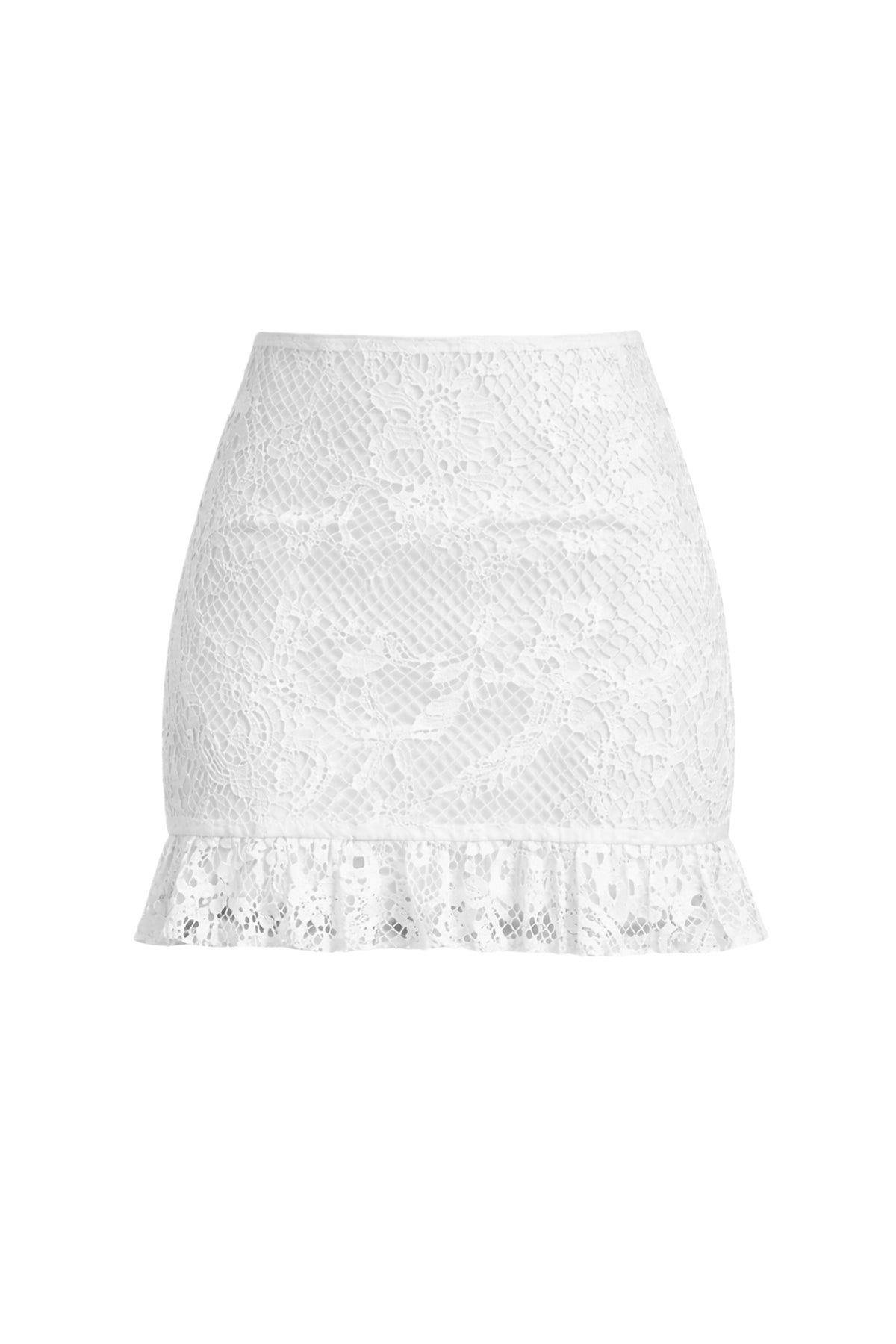 Lace Mini Skirt With Ruffle Hem