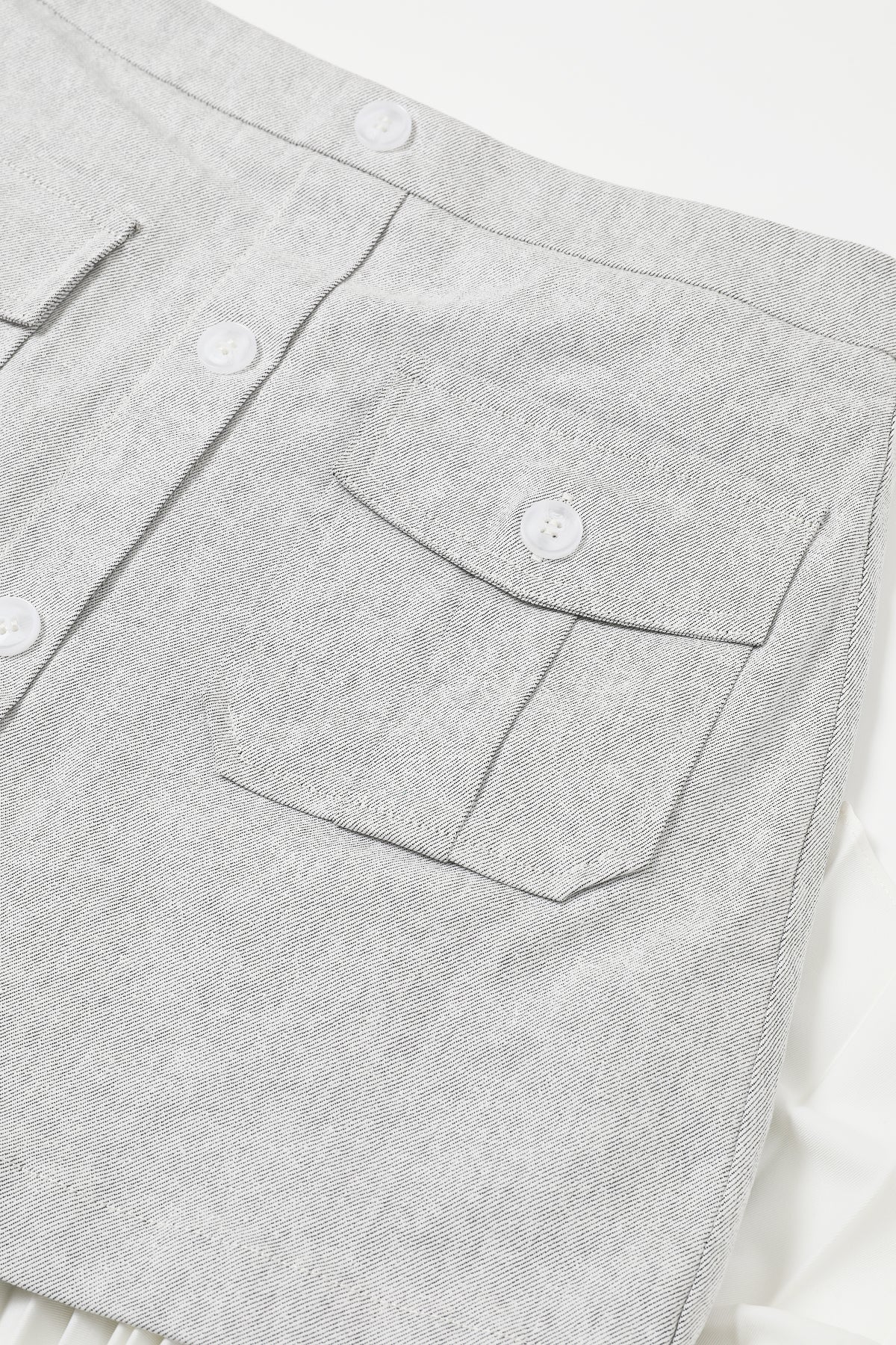 Day Trip Woven Button Down Asymmetrical Hem Pleated Skirt