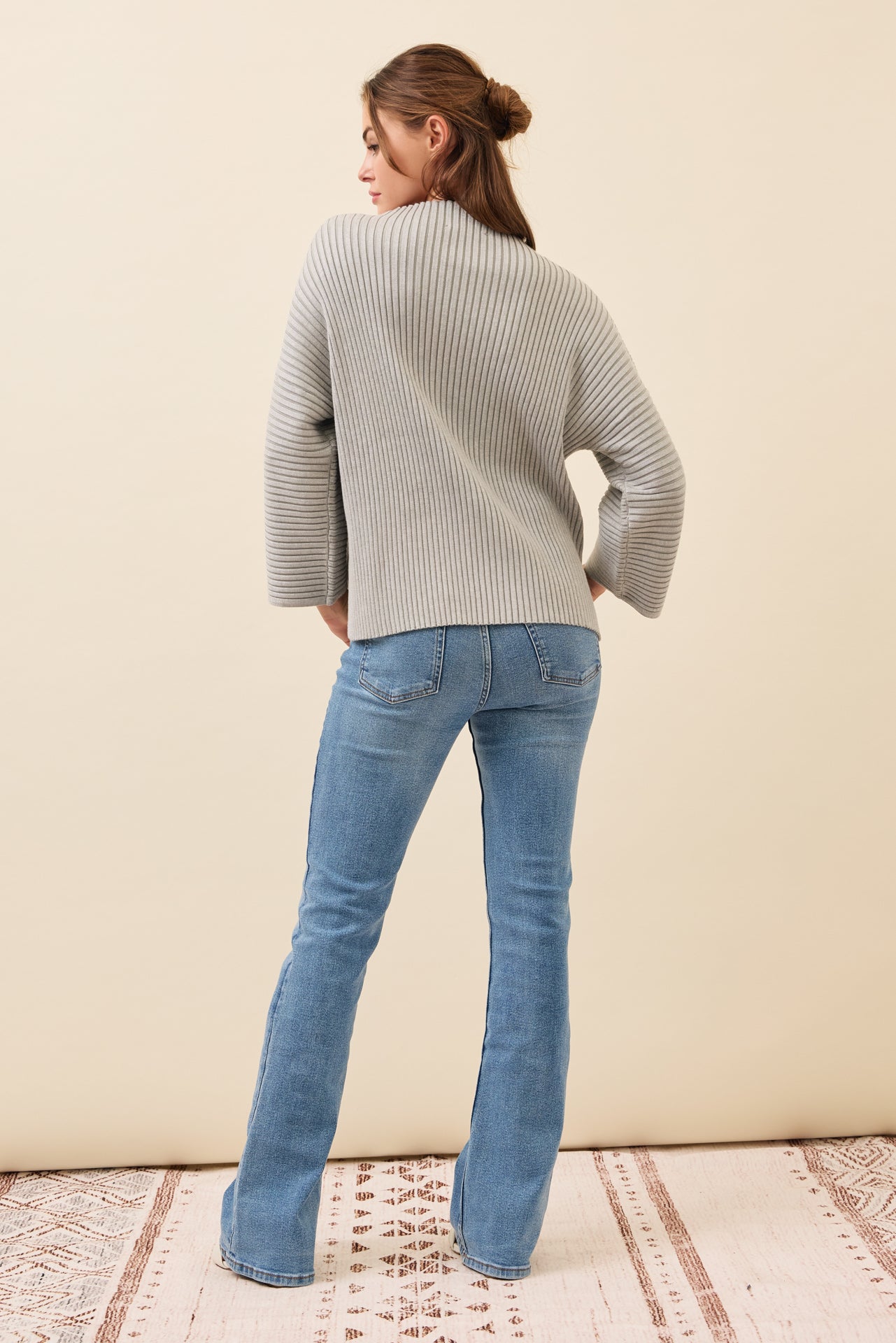 All Day Long Rib Knit Kimono Sleeve Top