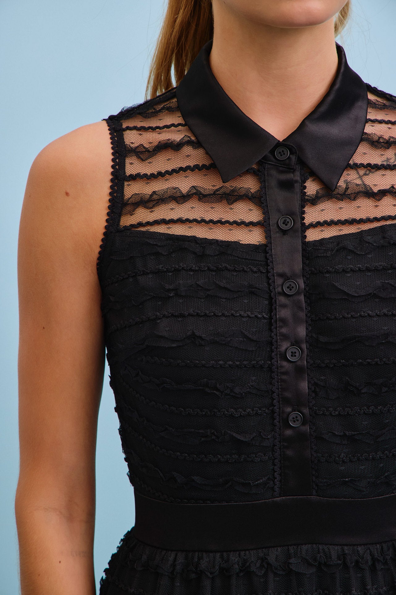 Make Me Sway Lace Slvls Midi Dress With Collar