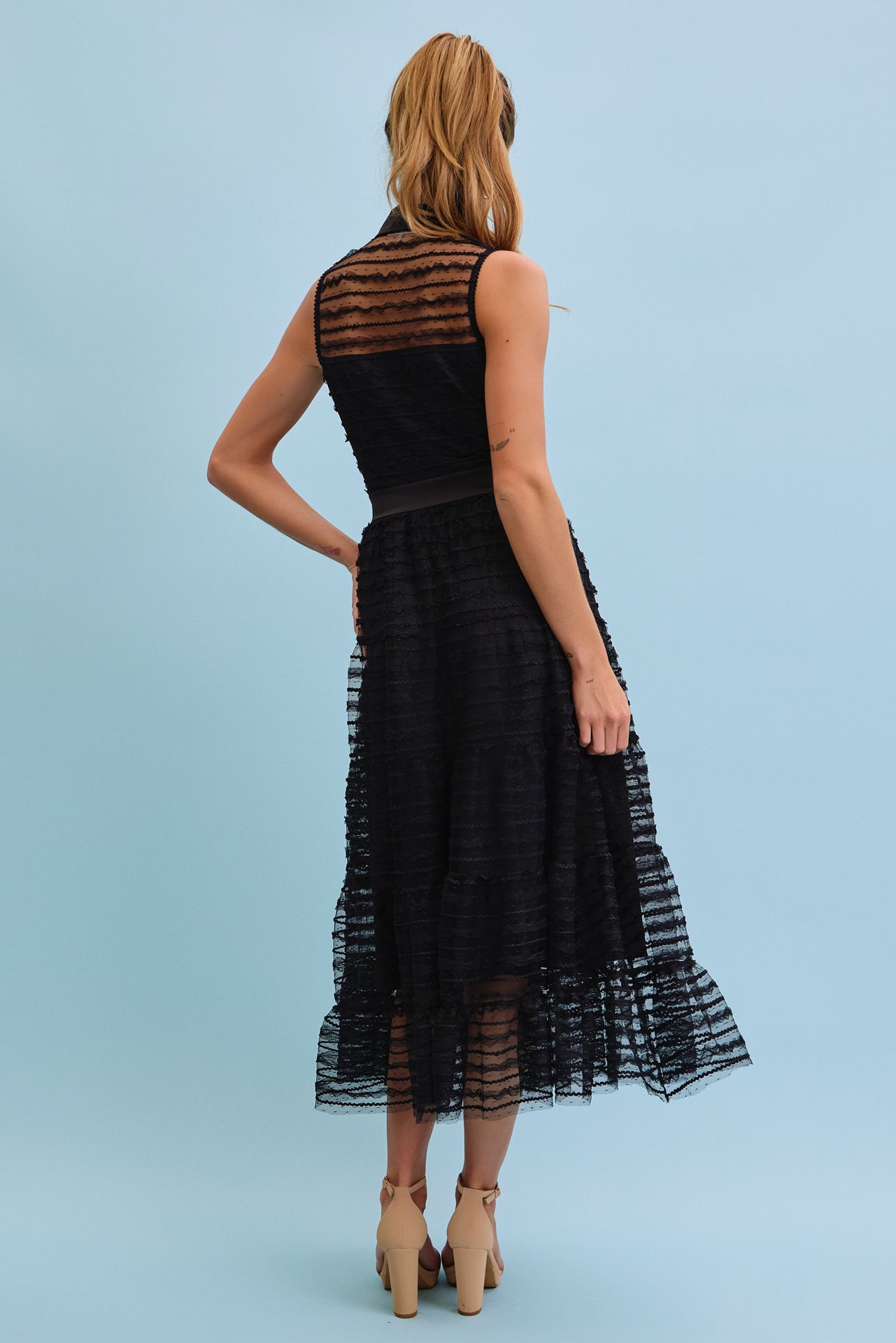 Make Me Sway Lace Slvls Midi Dress With Collar
