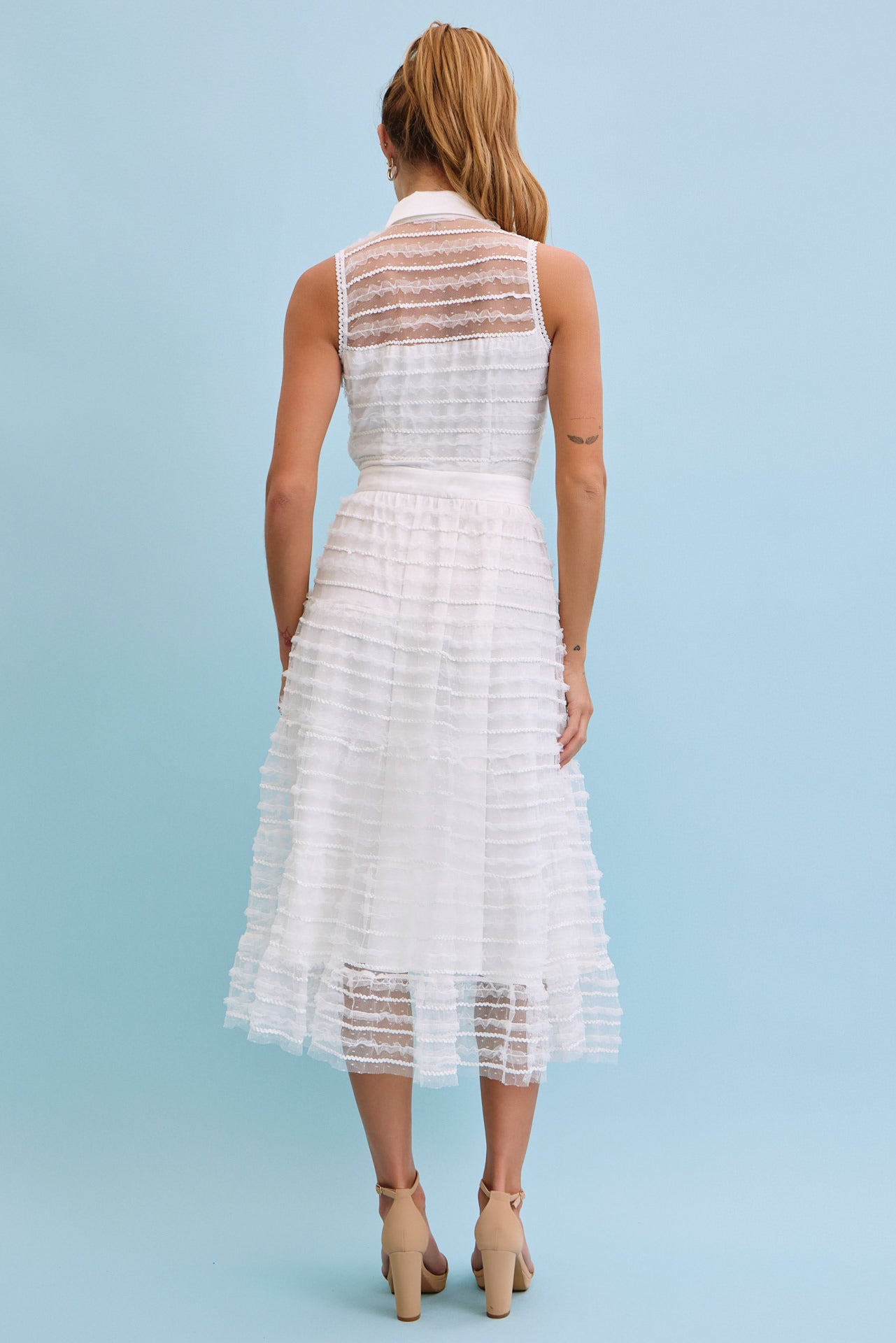 Make Me Sway Lace Sleeveless Midi Dress with Collar