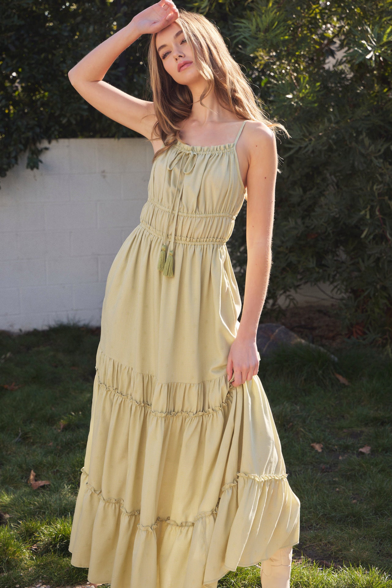 Tiered Tie Back Maxi Dress