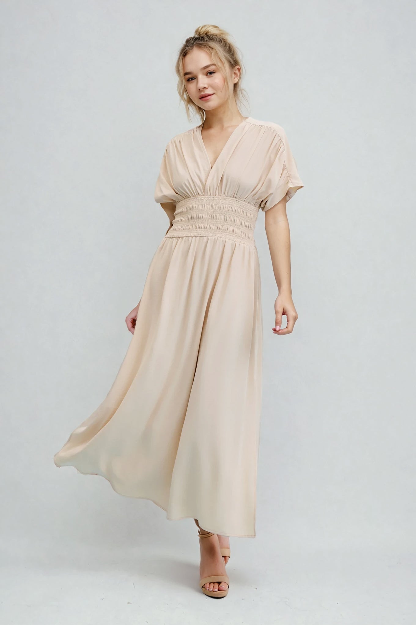 Opaline Wide Smocked Waist Maxi Dress