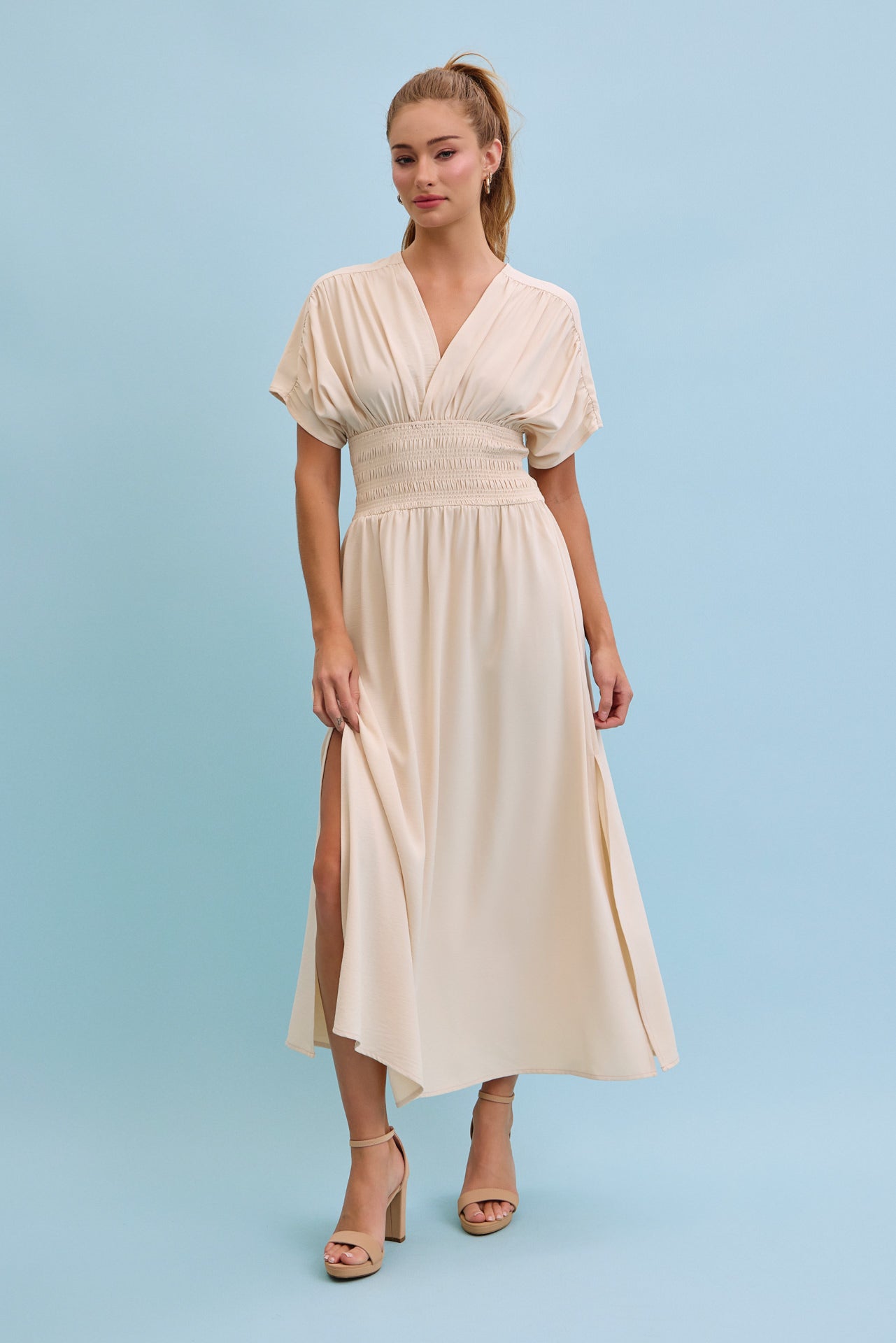 Opaline Wide Smocked Waist Maxi Dress