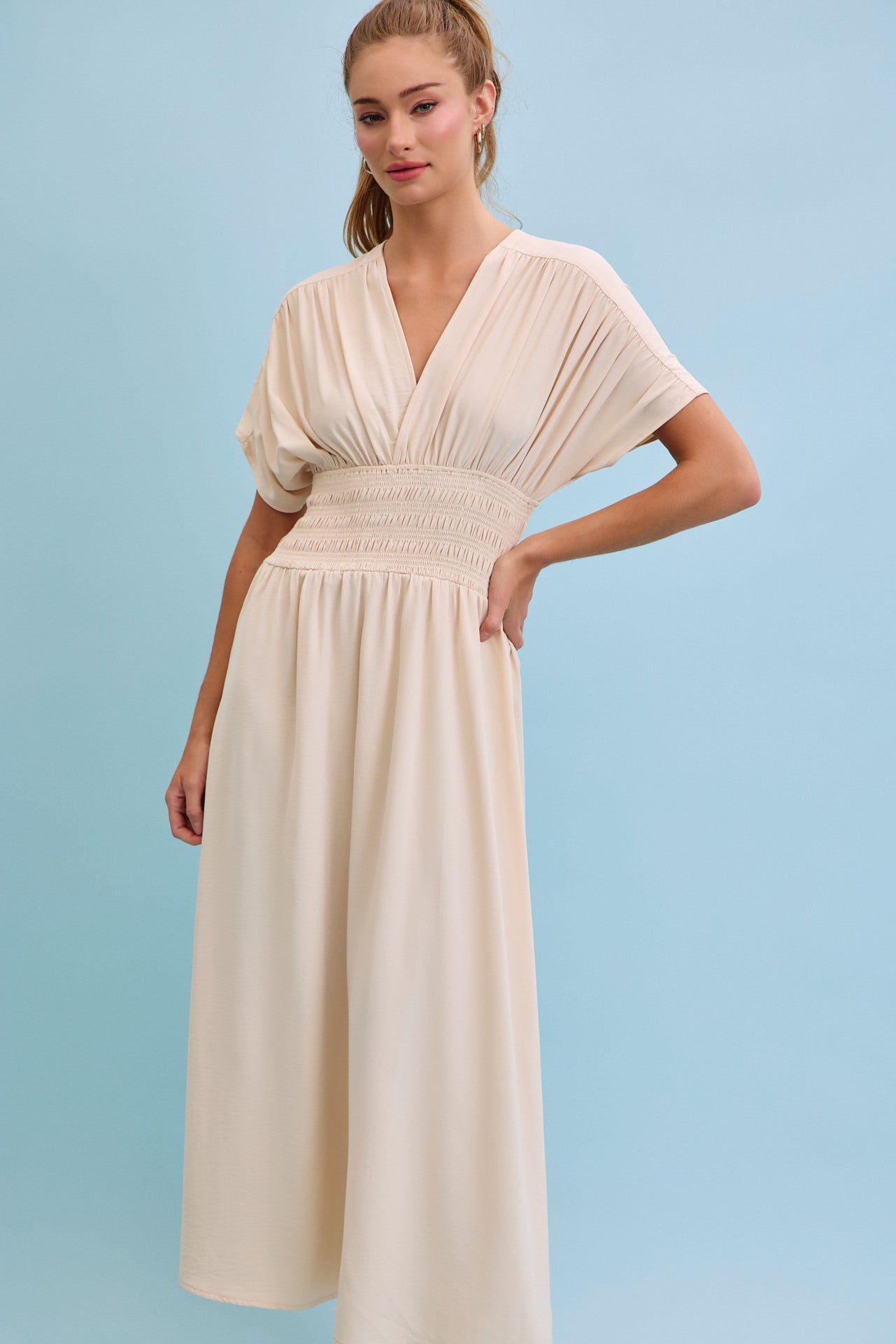 Opaline Wide Smocked Waist Maxi Dress