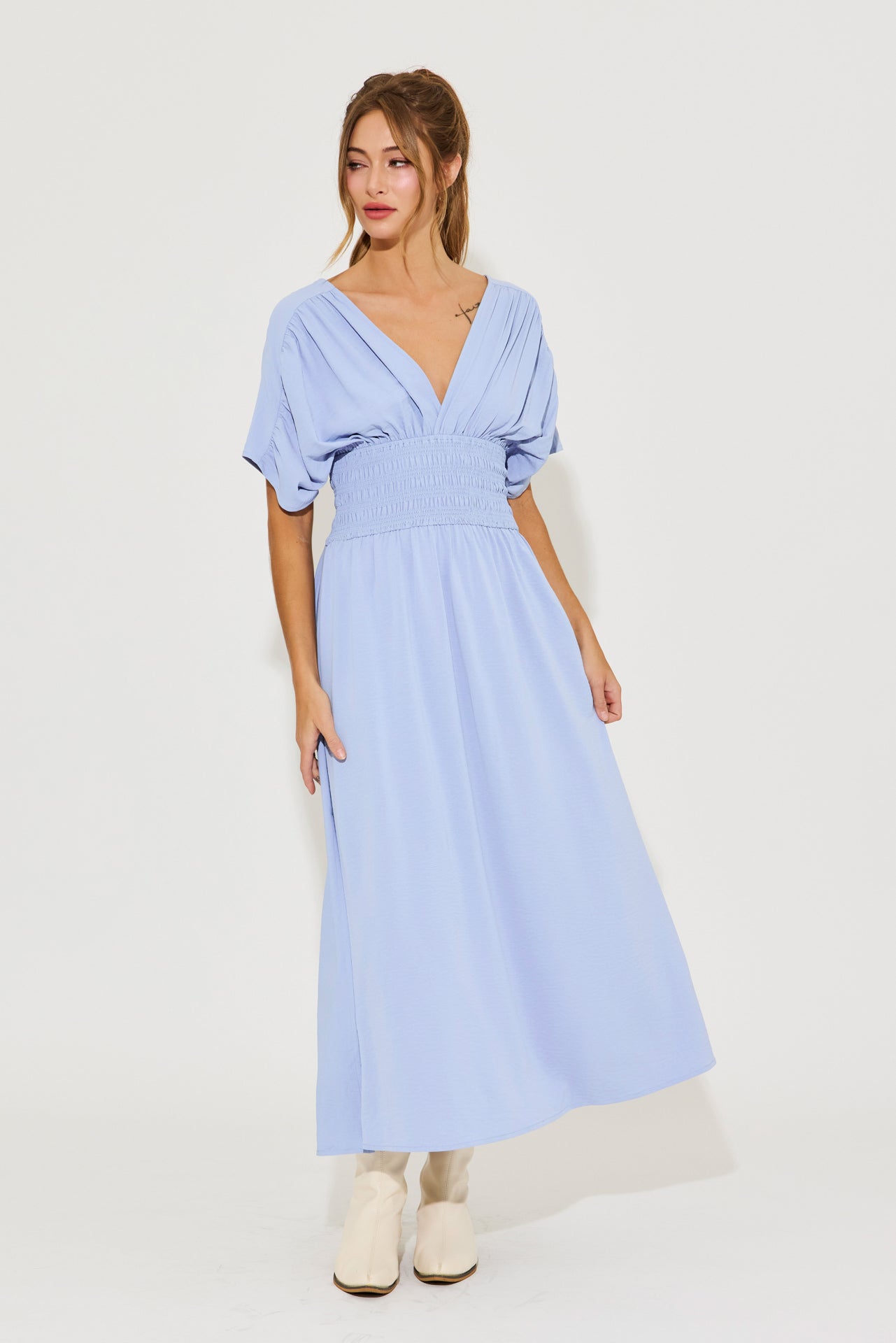 Opaline Wide Smocked Waist Maxi Dress